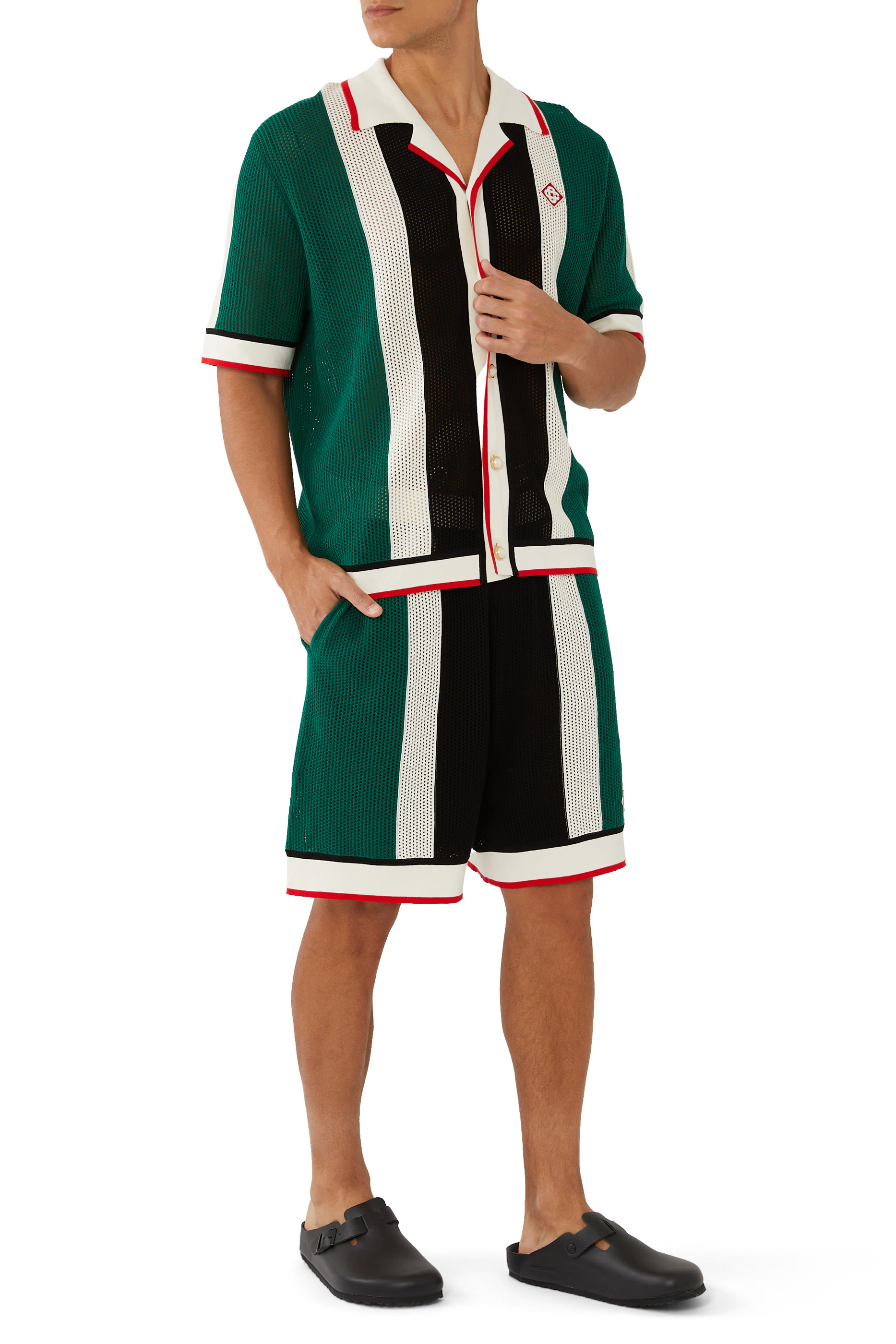 قميص مخطط قماش شبكي