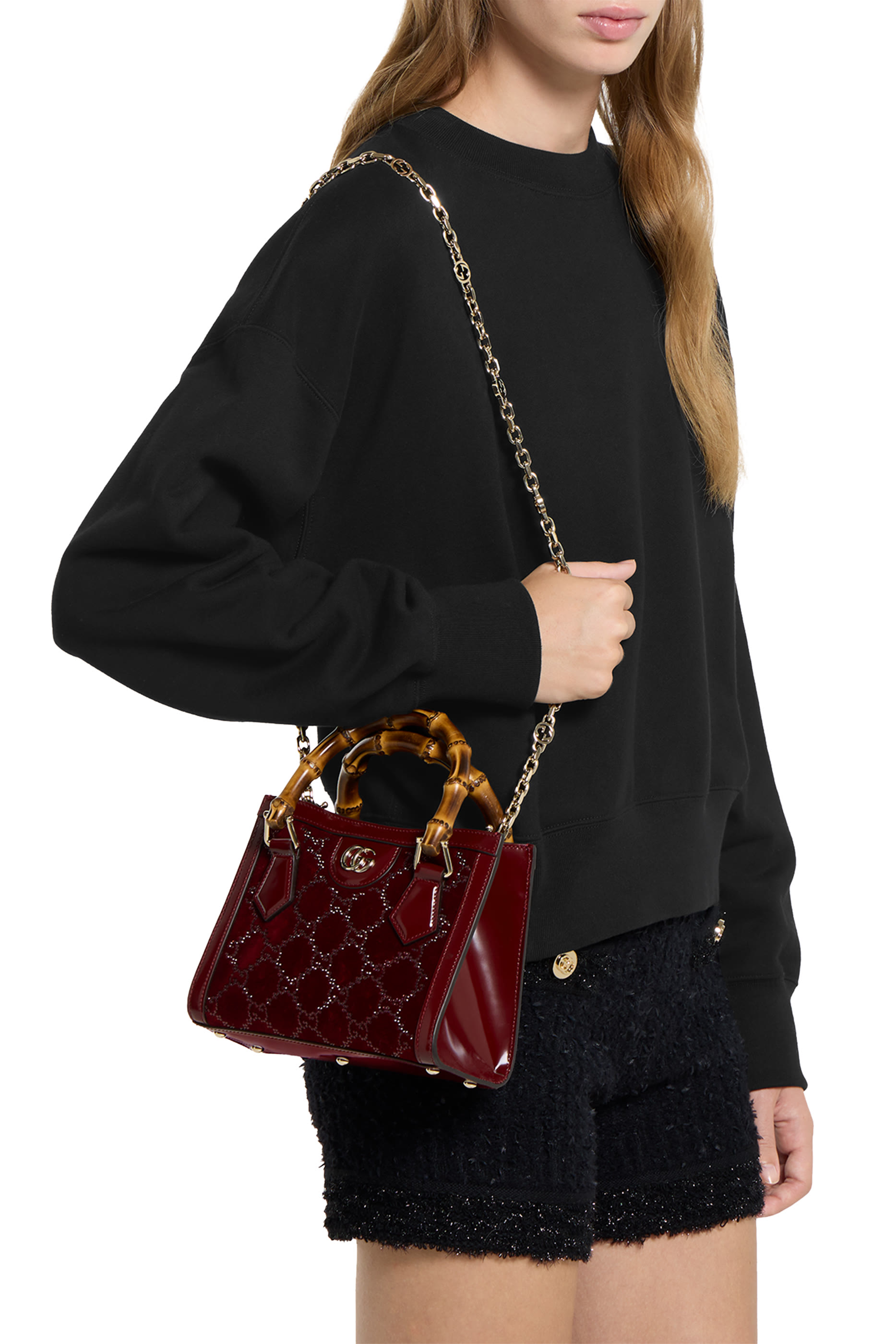 حقيبة يد ديانا صغيرة مرصعة بالكريستال 