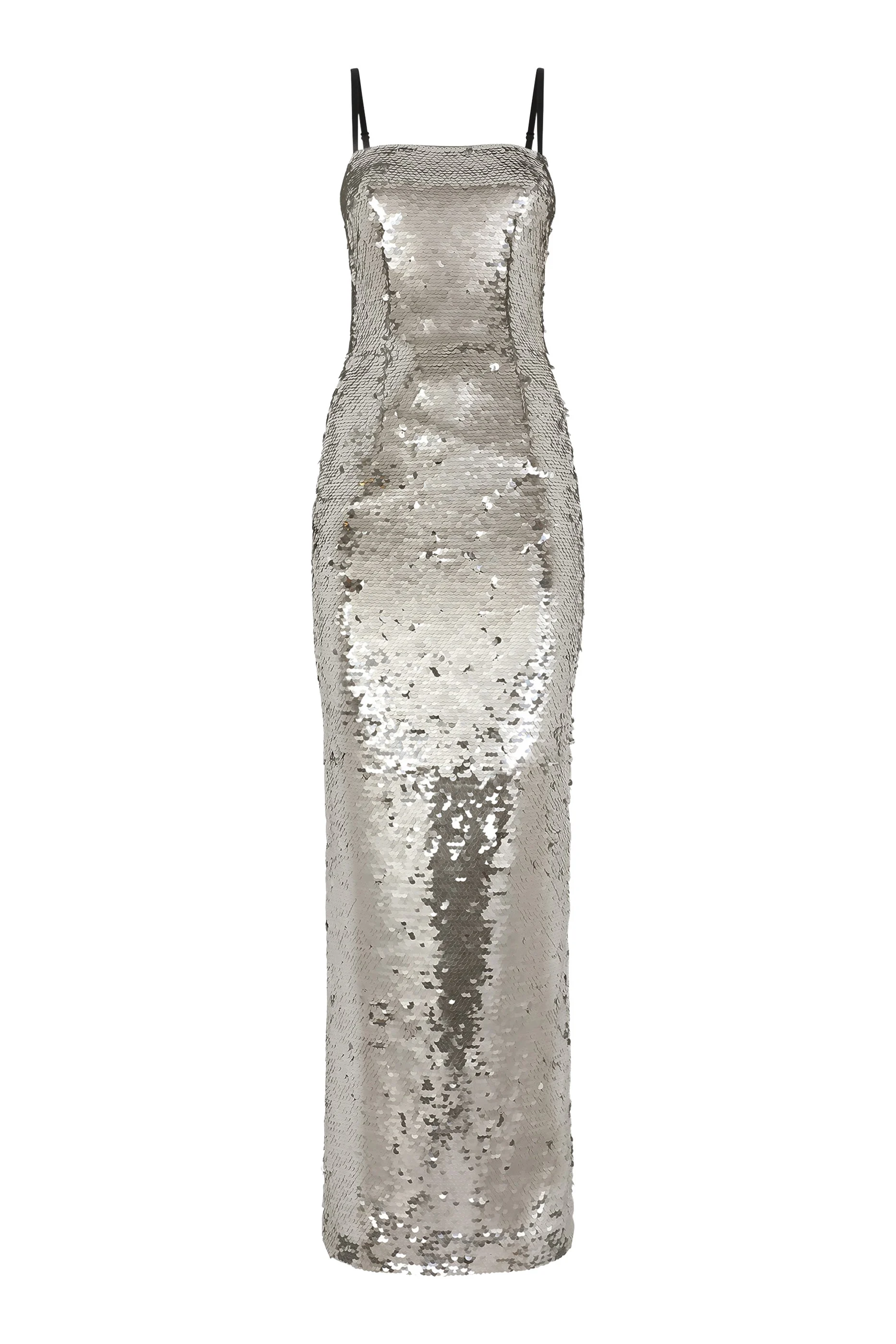 فستان طويل مزين بترتر