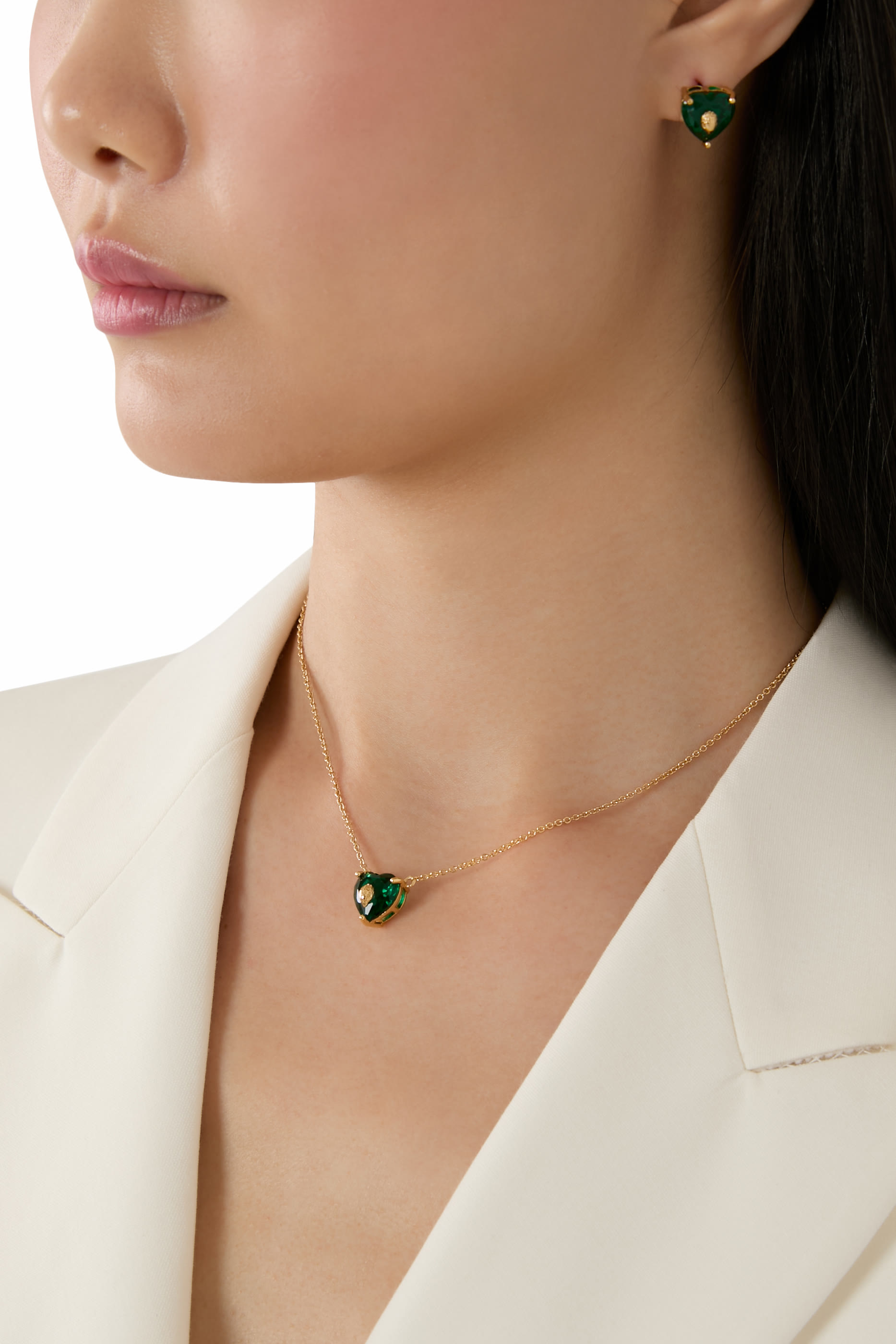 أقراط بتصميم قلب مرصعة بكريستال، نحايس