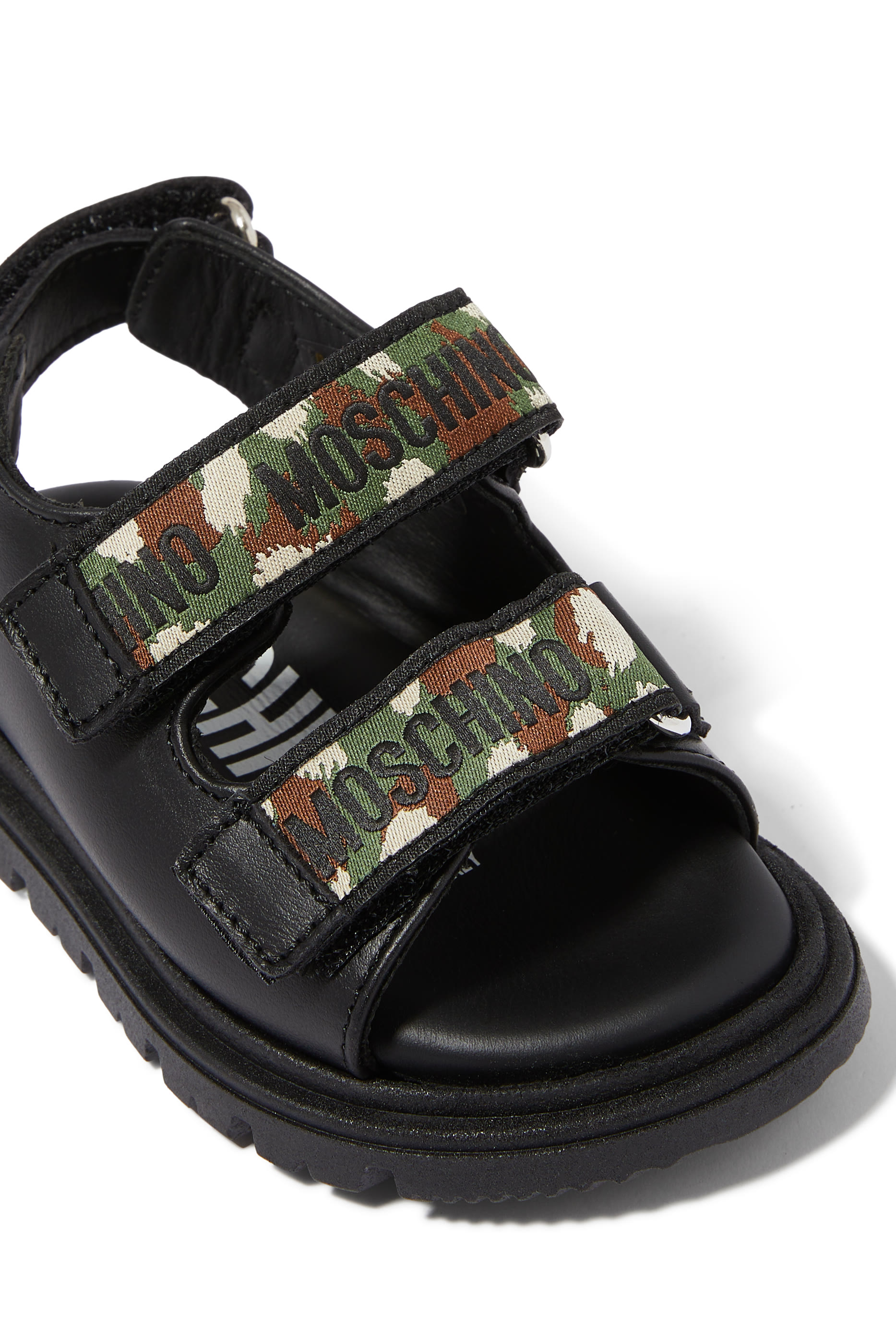 صندل بشعار الماركة جلد للأطفال