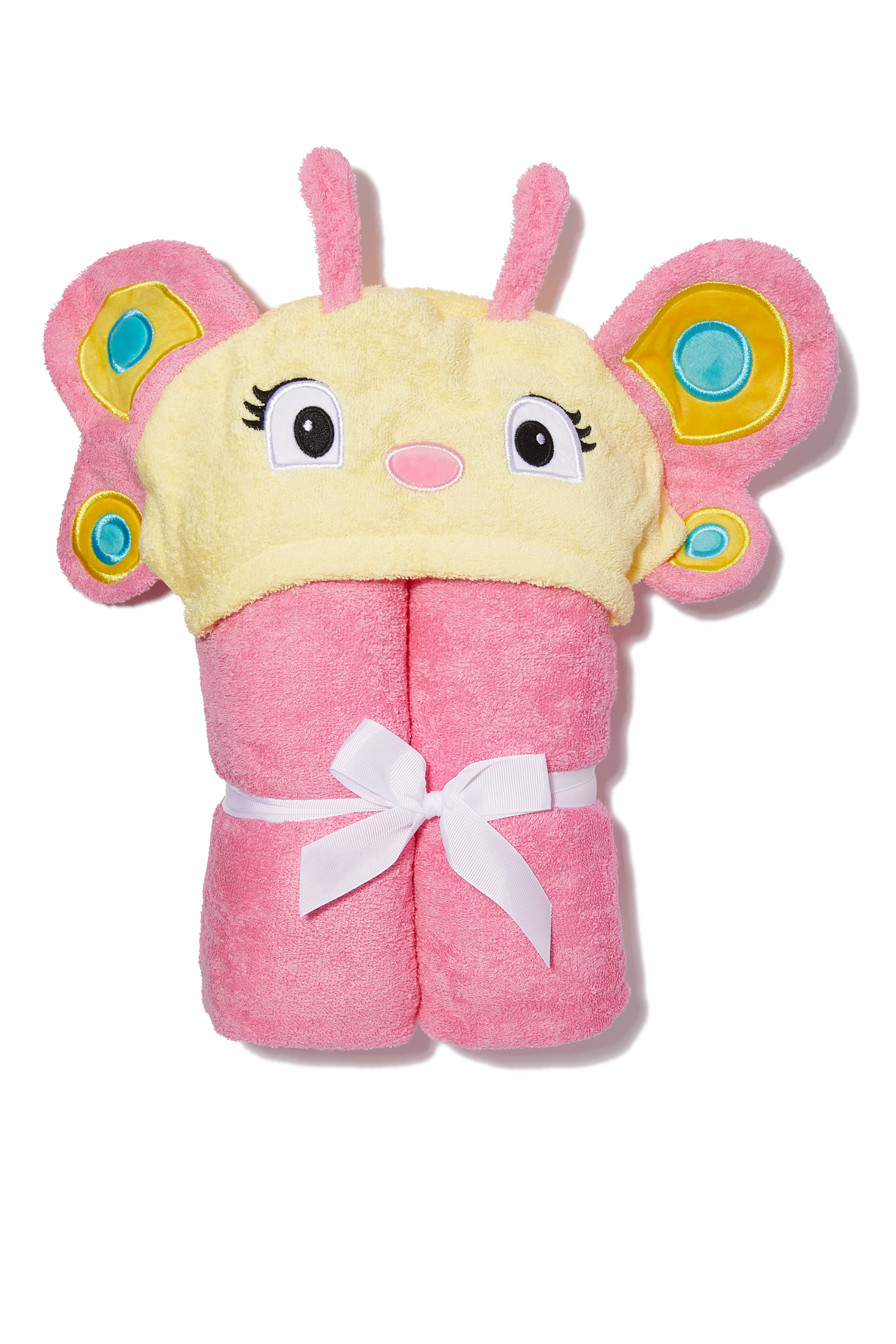 منشفة بغطاء للرأس بتصميم فراشة