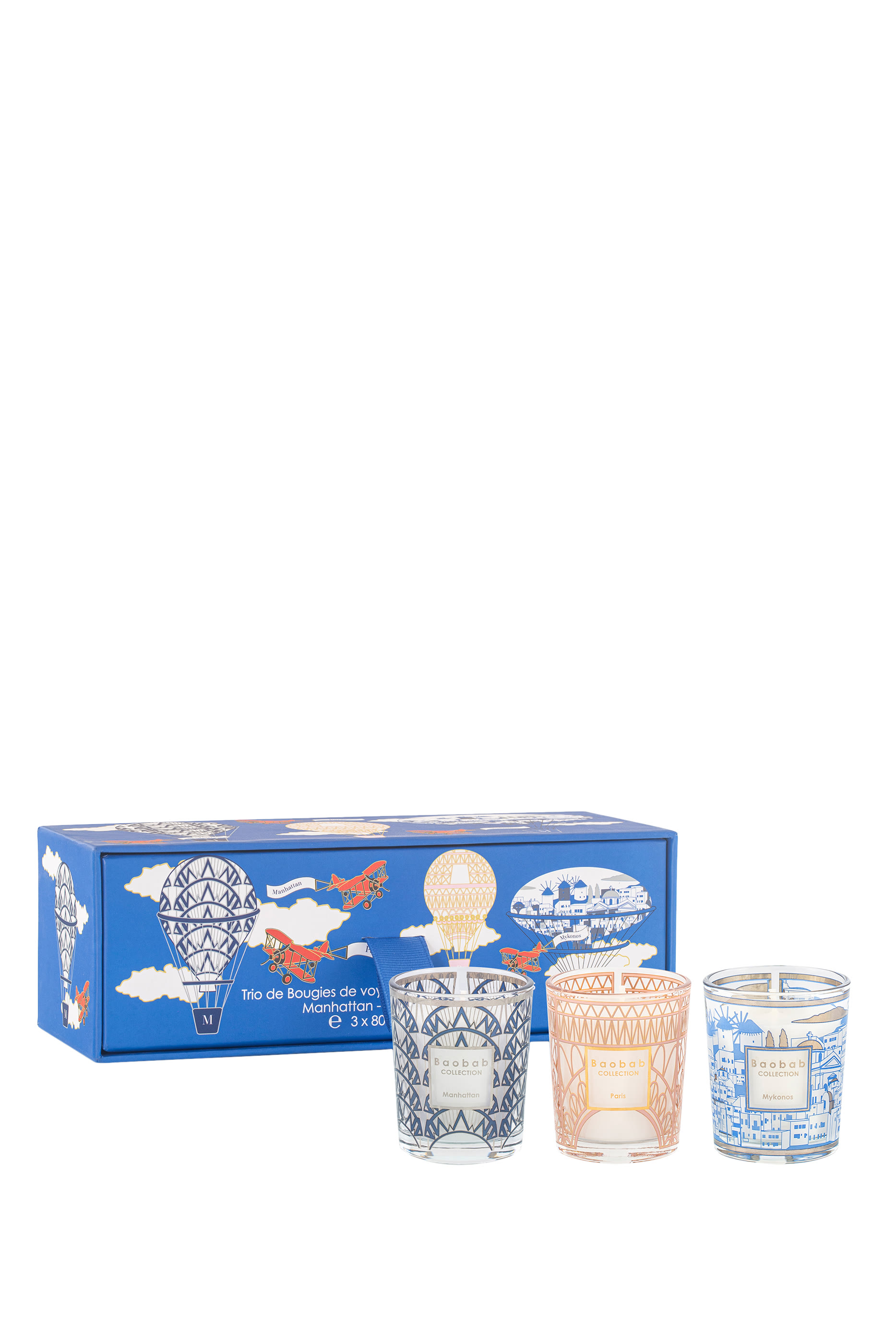 مجموعة شموع معطرة للسفر: مانهاتن-باريس-ميكونوس