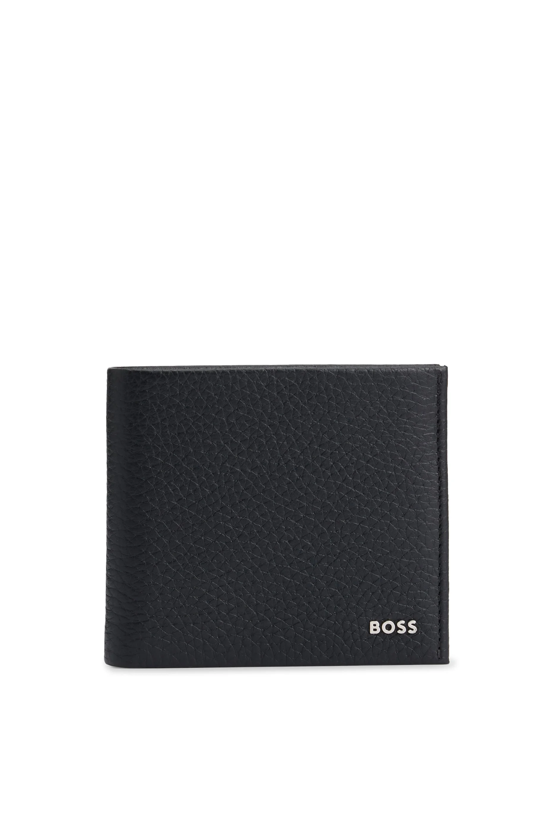 محفظة ثنائية الطي بطبعة حروف شعار الماركة جلد بارز الملمس