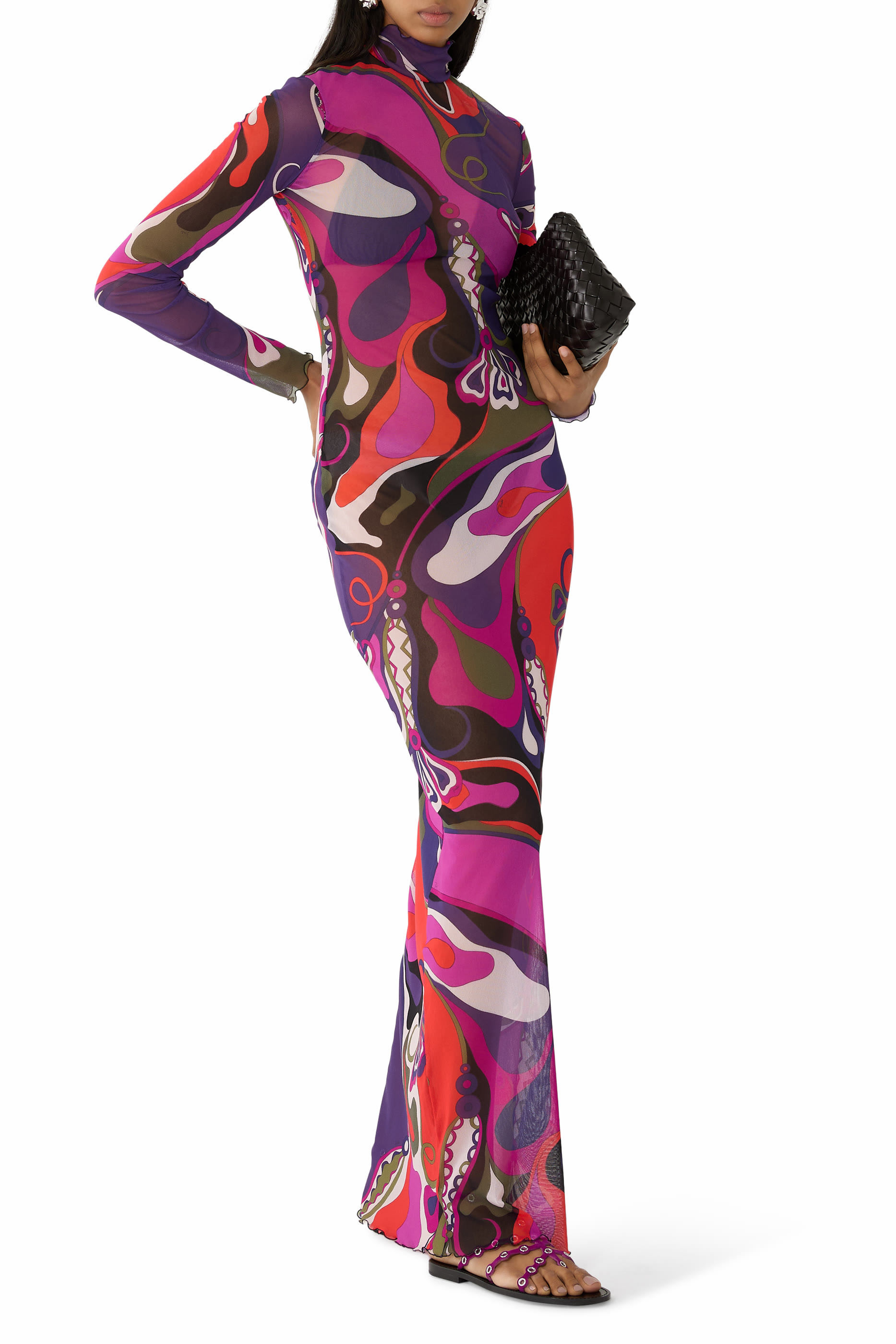 فستان تول بنقشة أوركيد