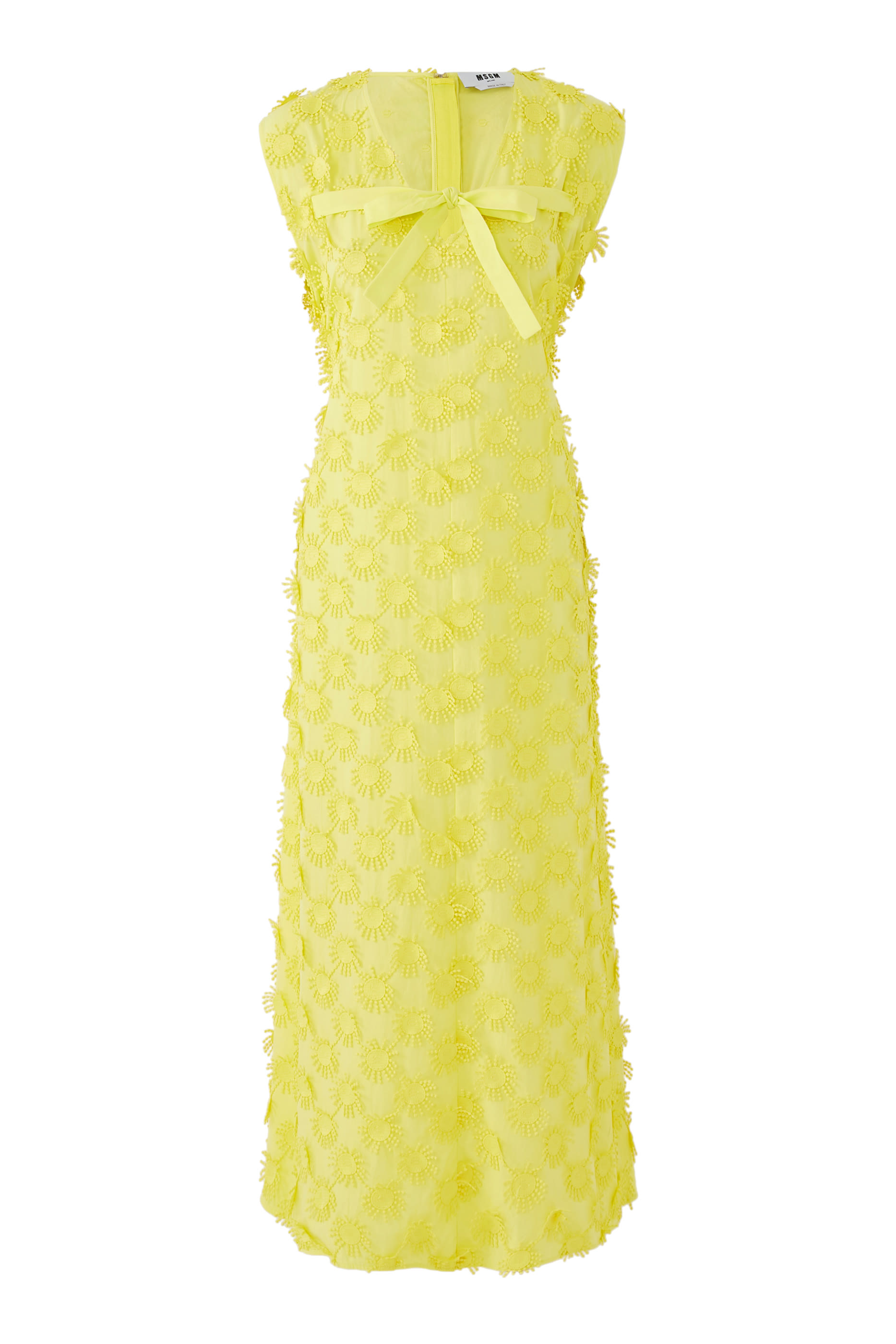 فستان متوسط الطول بتطريزات بوبلين