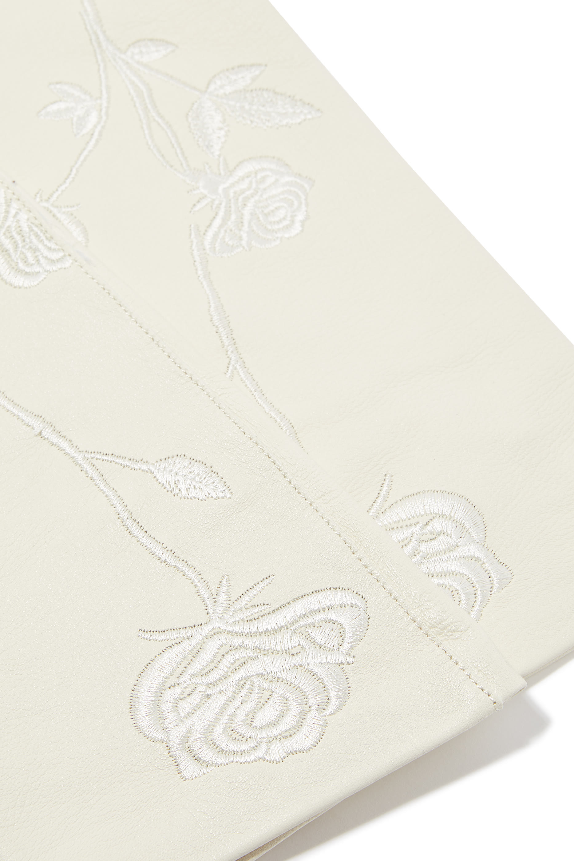 قفازات جلد بتطريزات زهور