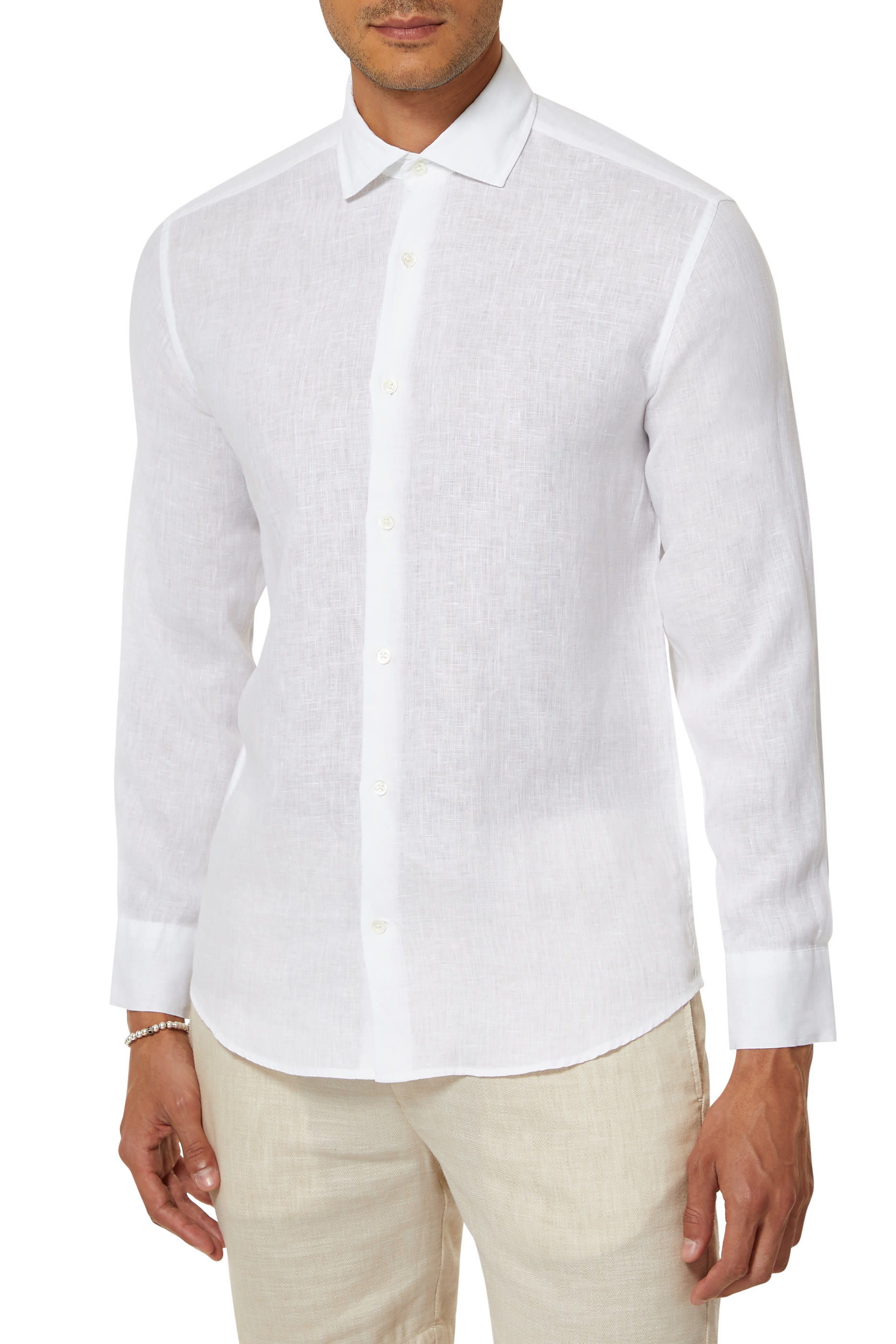 قميص كتان بأكمام طويلة