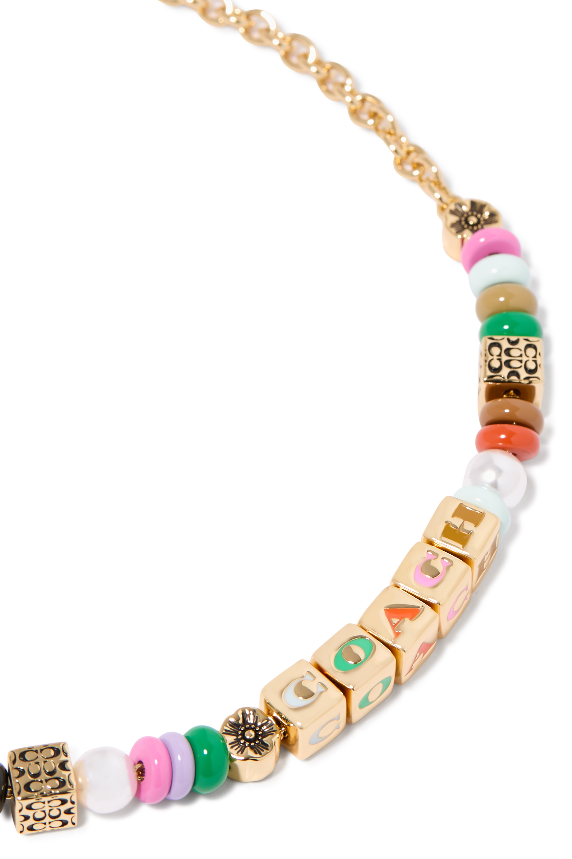 قلادة مزينة بخرز بشعار الماركة