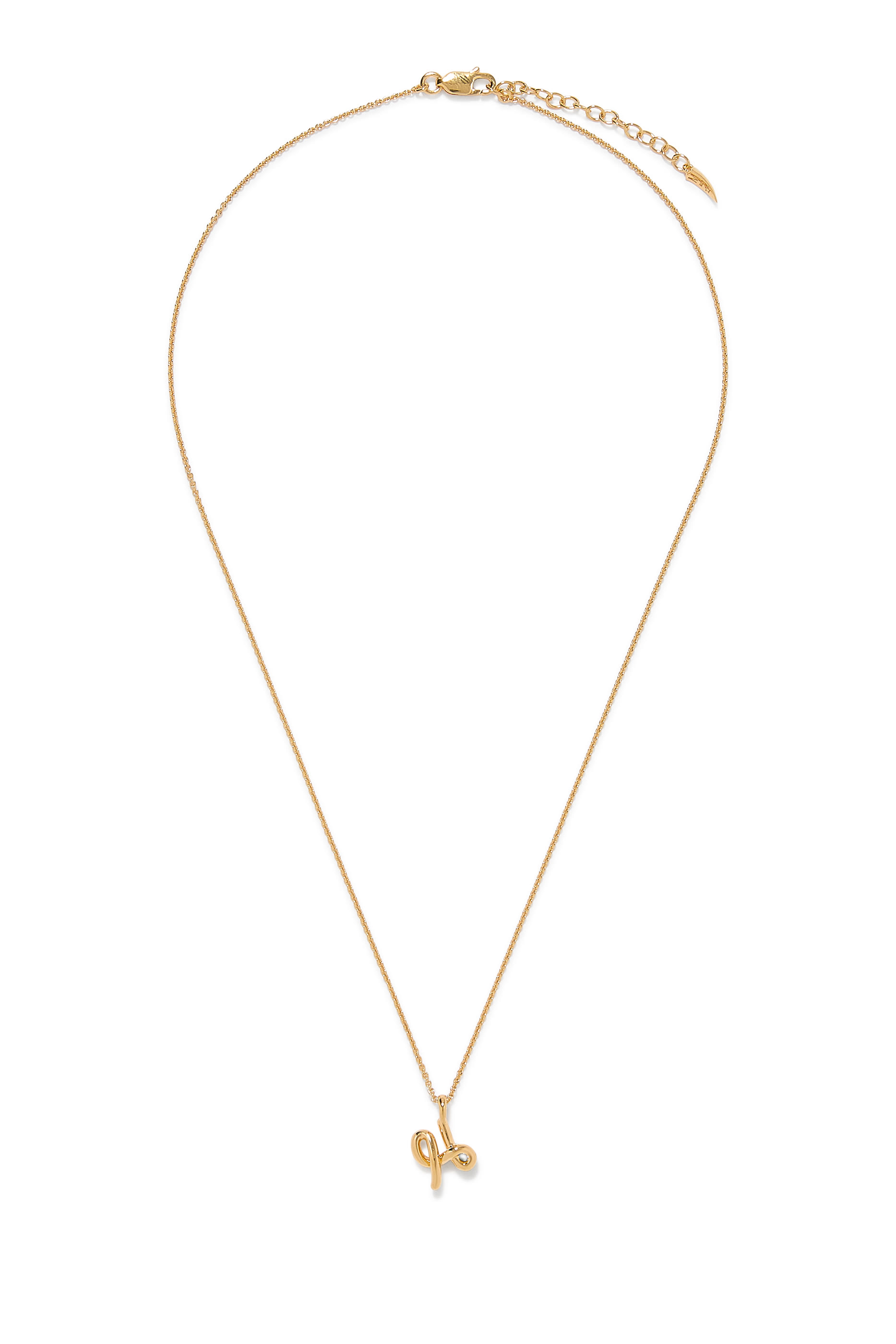 قلادة بدلاية صغيرة بتصميم حرف اتش بحواف متموجة منصهرة، فضة استرلينية معاد تدويرها مطلية بذهب عيار 18