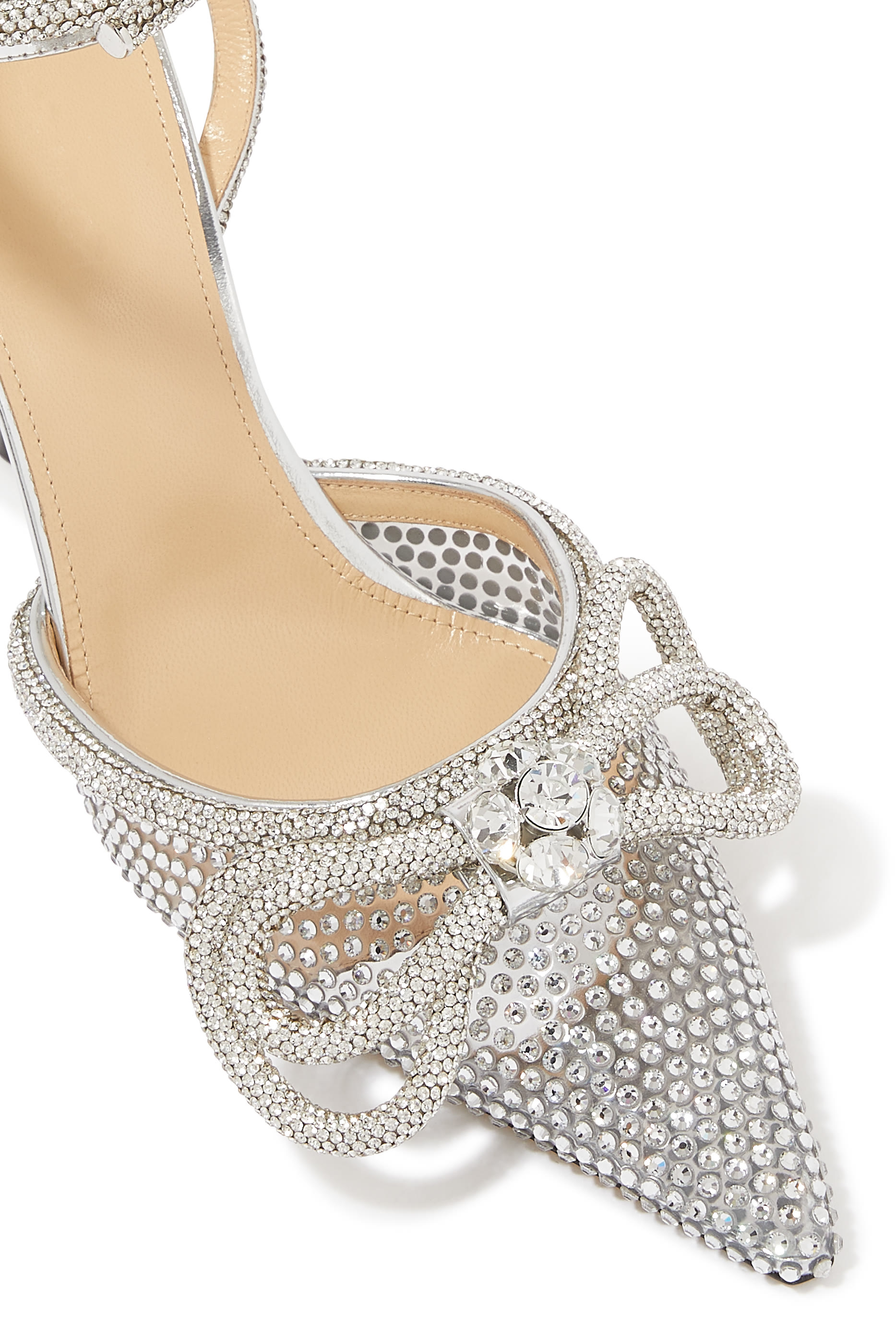حذاء كلاسيك بعقدة مزدوجة وأجزاء شفافة مرصة بالكريستال