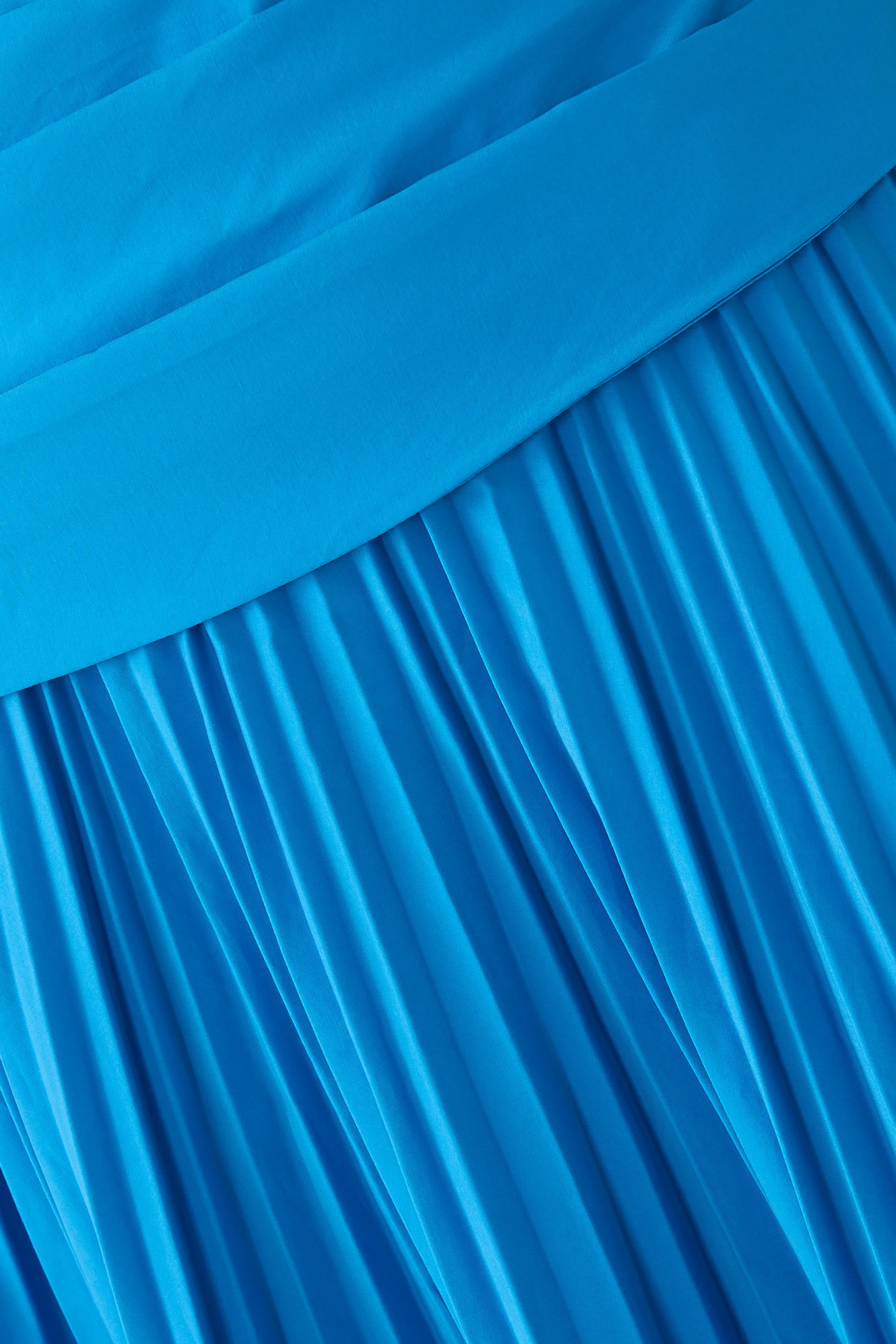 فستان أري بلا حمالات متوسط الطول قطن