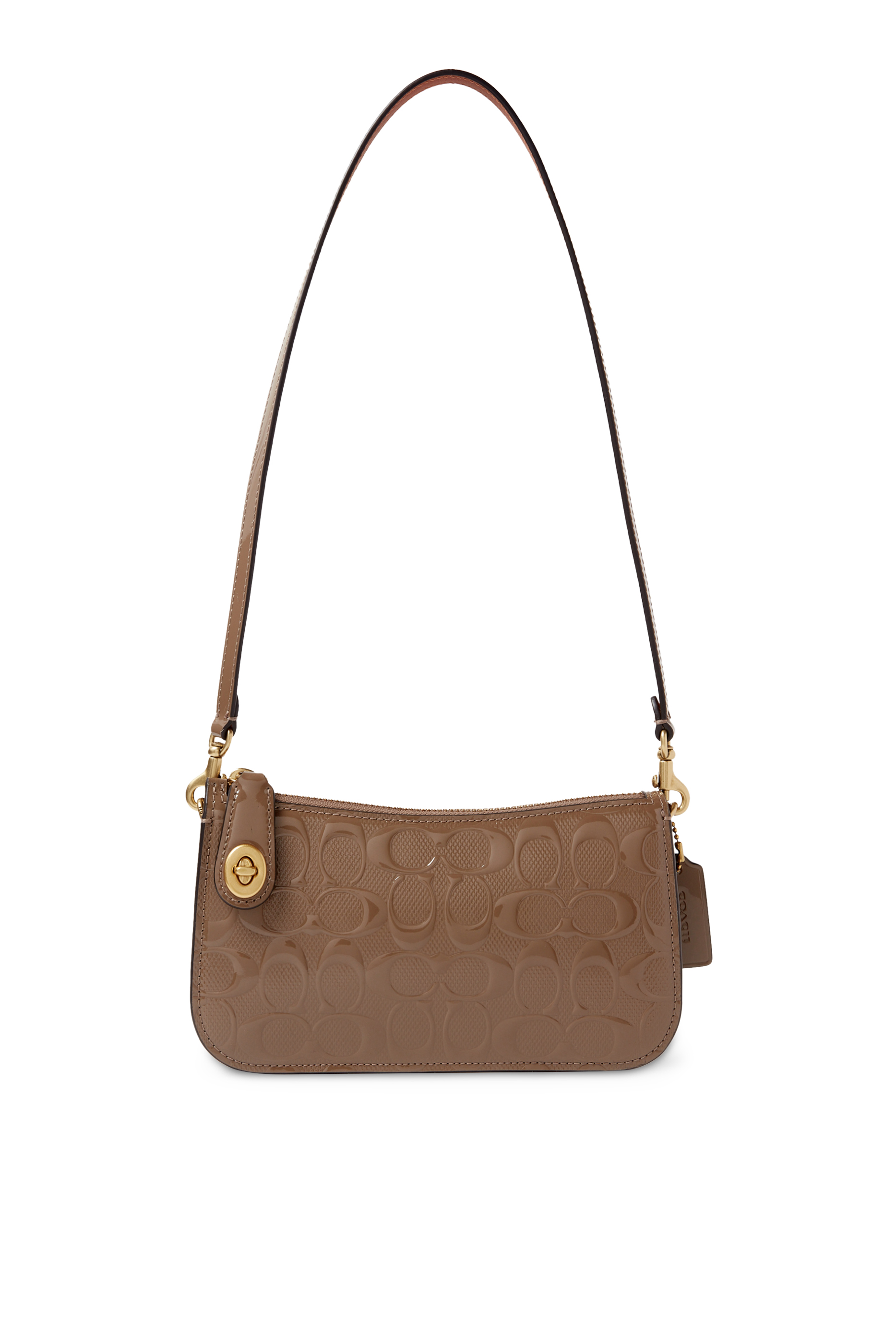 حقيبة كتف بين جلد بنقشة شعار الماركة