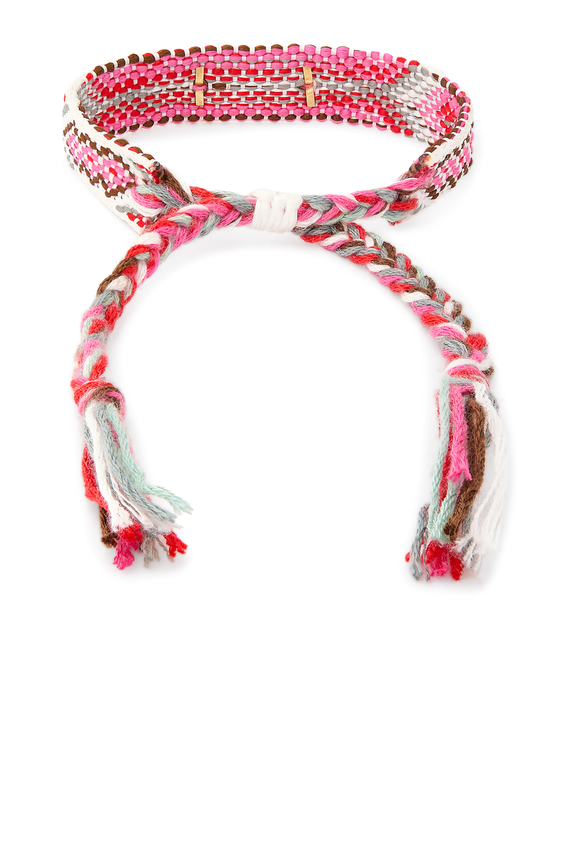 سوار منسوج مزين بكلمة حب، قماش وذهب أصفر عيار 18