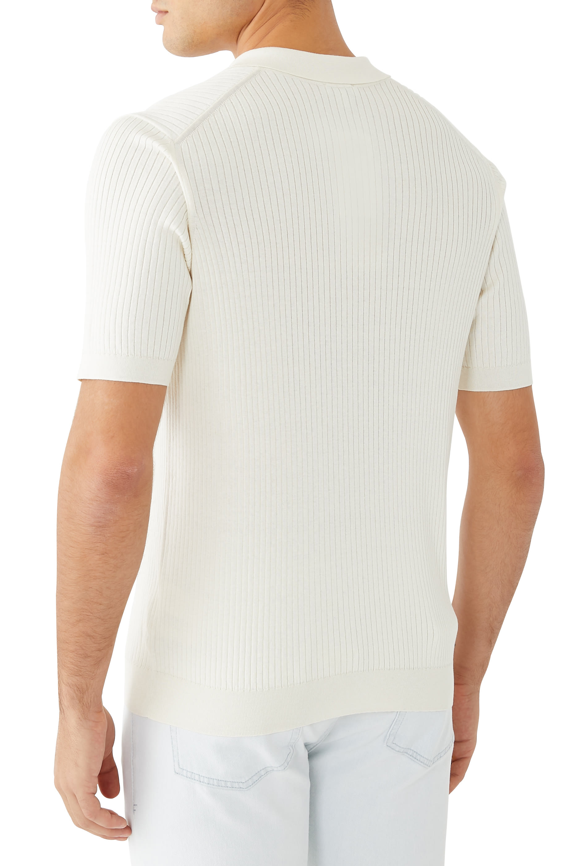 قميص بولو نسيج قطن وحرير مضلع فاخر