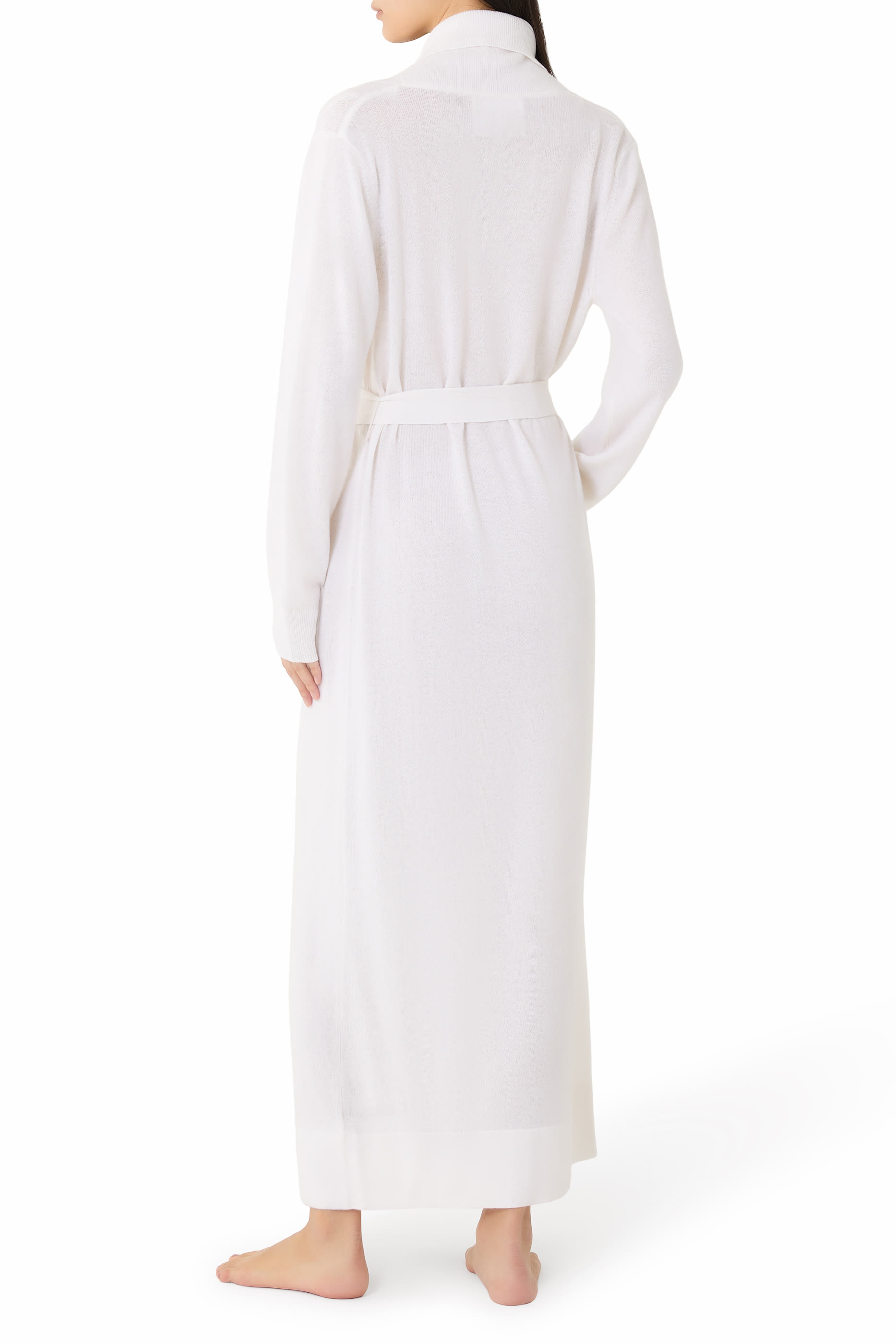 روب كشمير بياقة شال طويلة