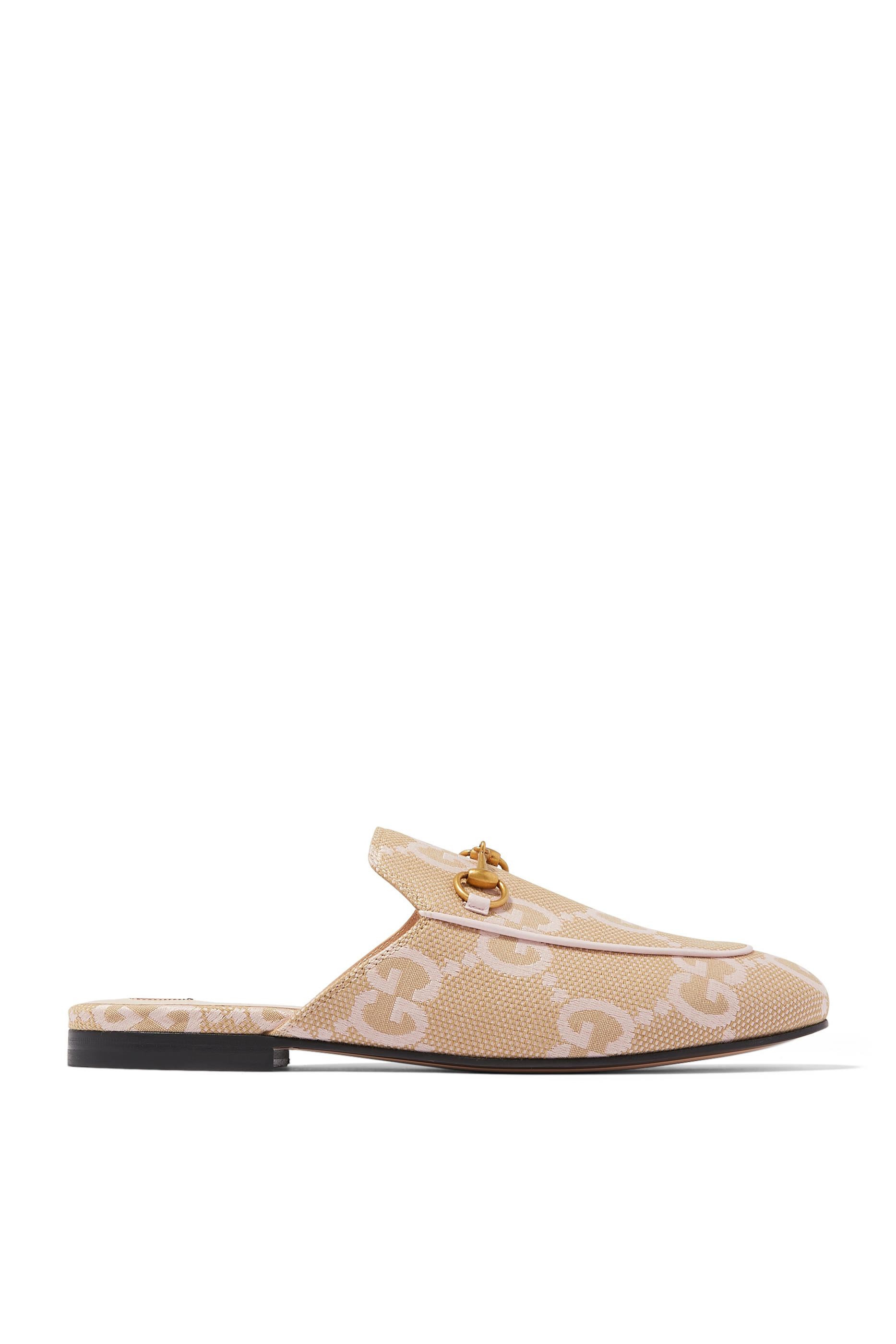 حذاء مفتوح من الخلف قماش قنب بنقشة حرفي GG بحجم كبير