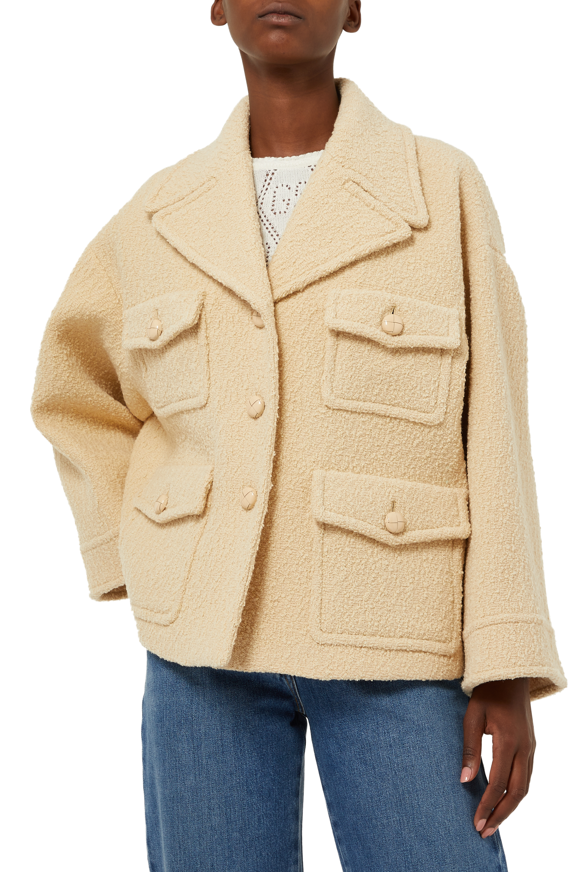 جاكيت تويد بوكليه ناعم