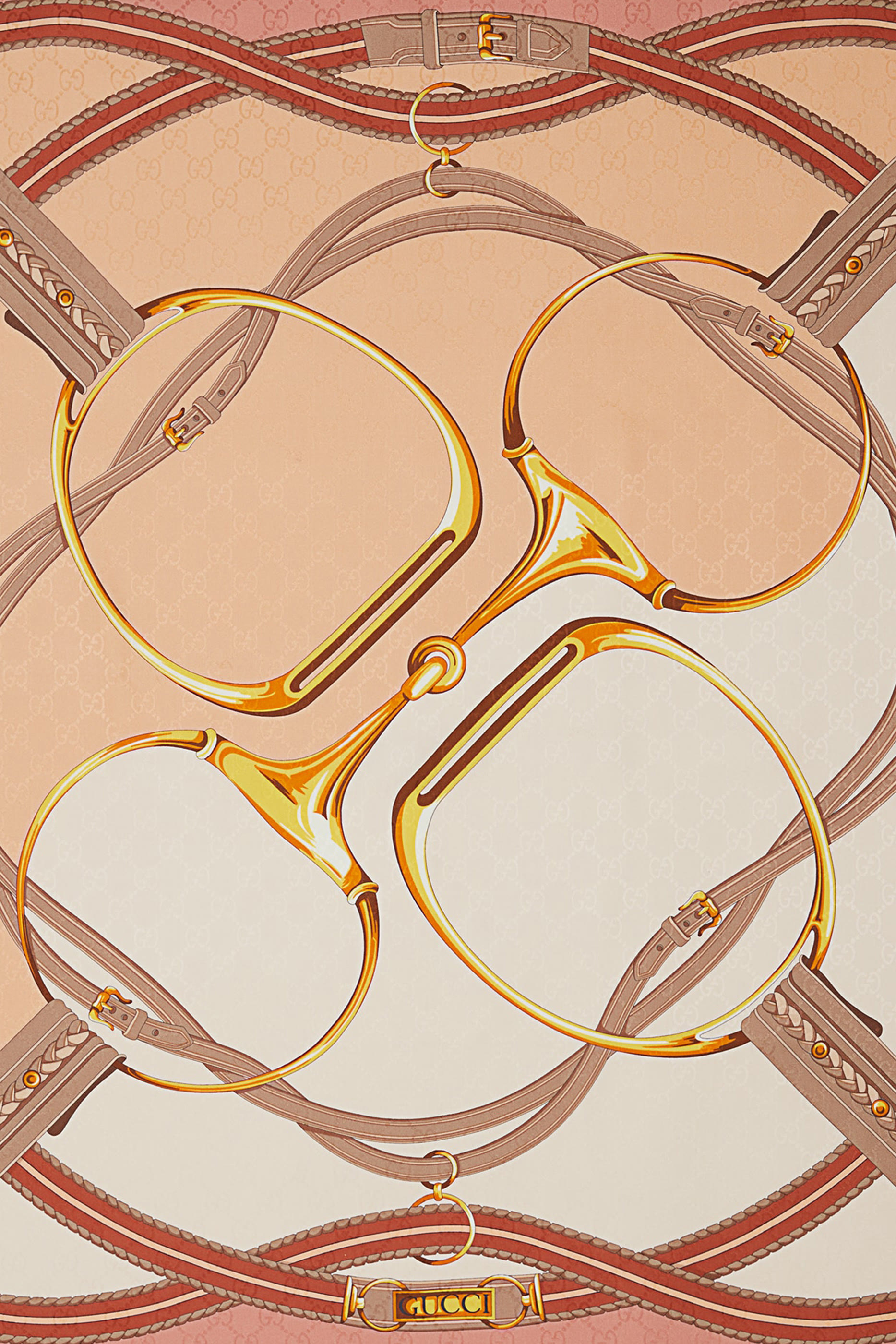 وشاح حرير كاريه بنقشة لجام الحصان