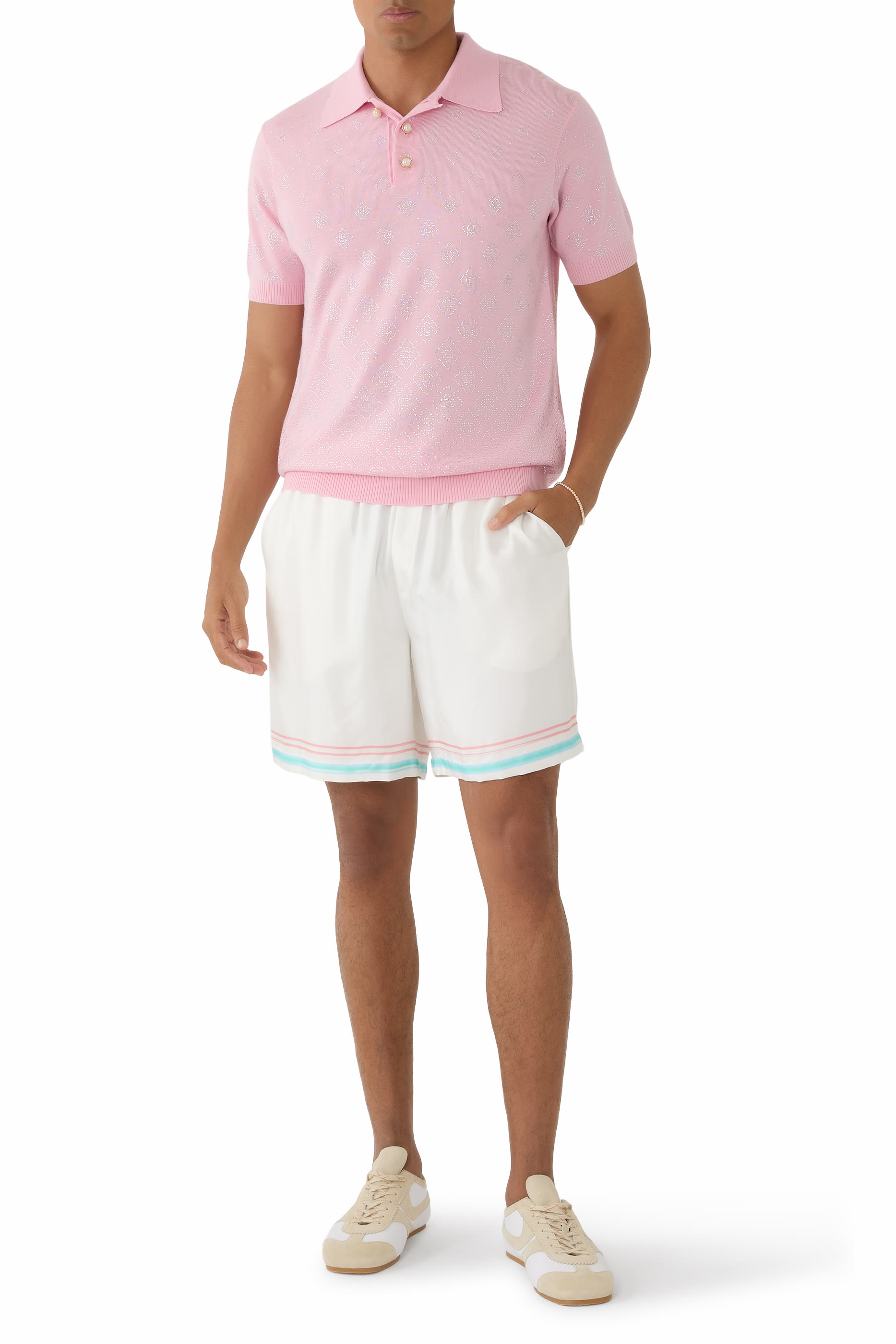 قميص بولو مزين بكريستال