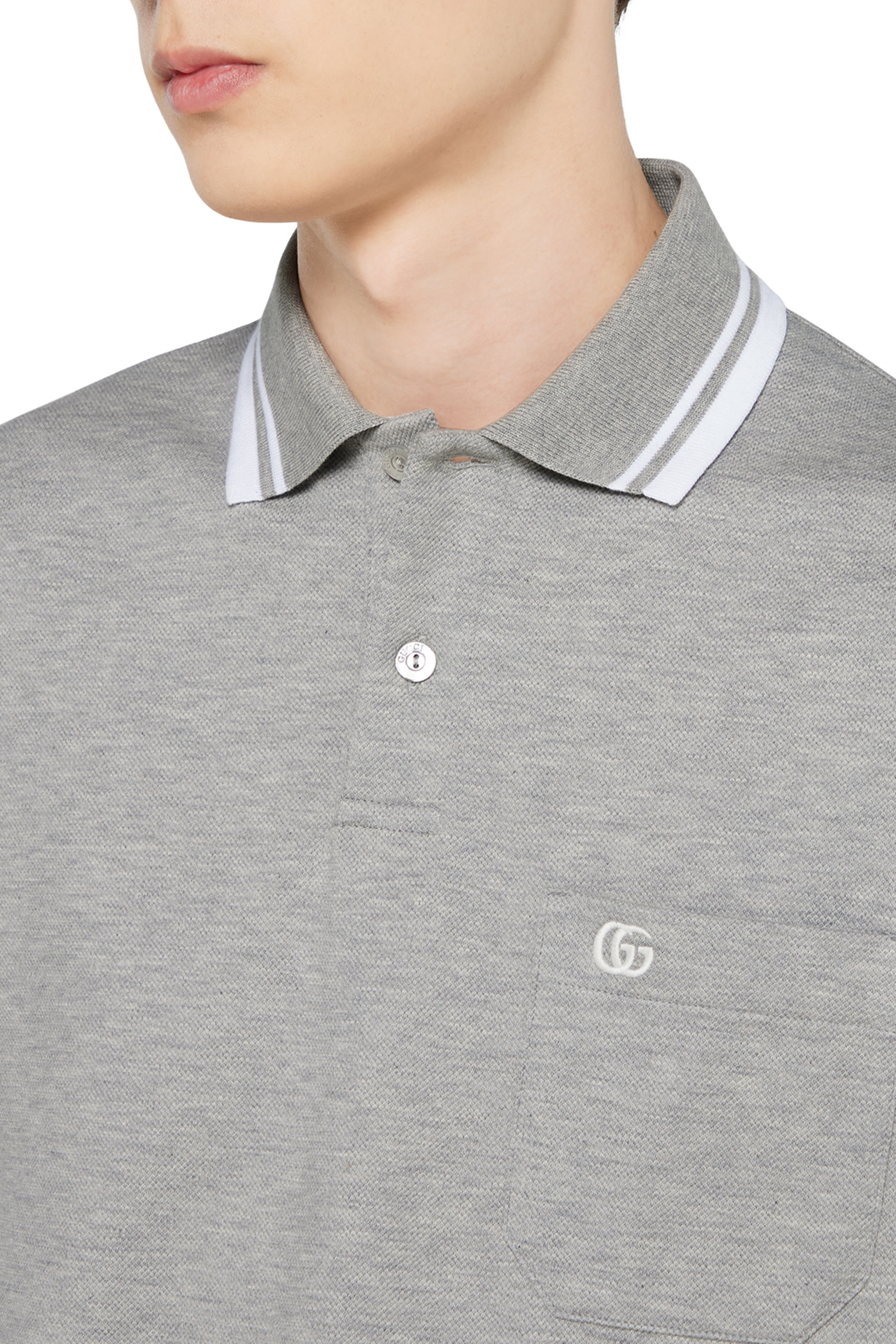 GG Embroidered Cotton Piquet Polo Shirt 