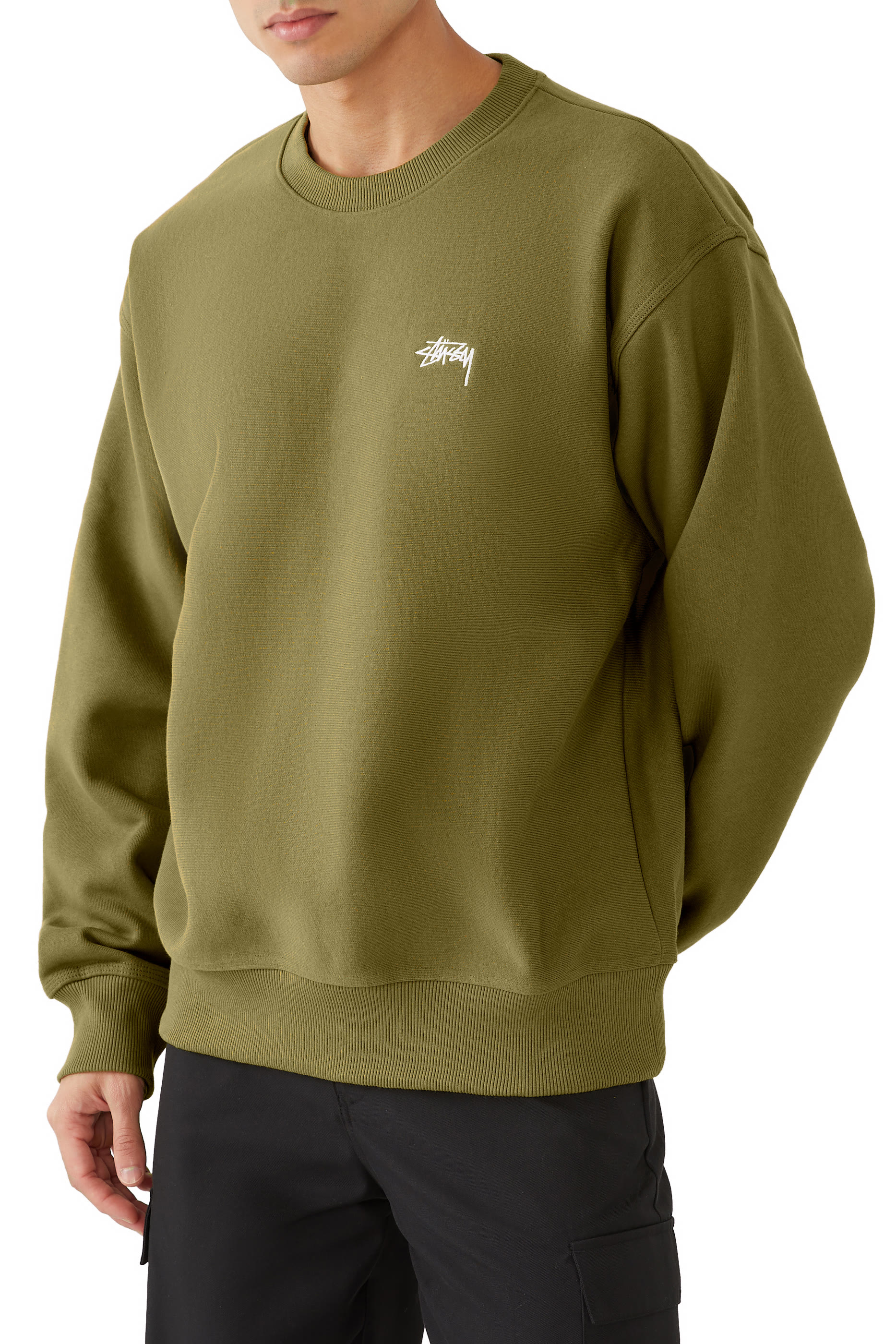 سويت شيرت ستوك بياقة ضيقة بشعار الماركة