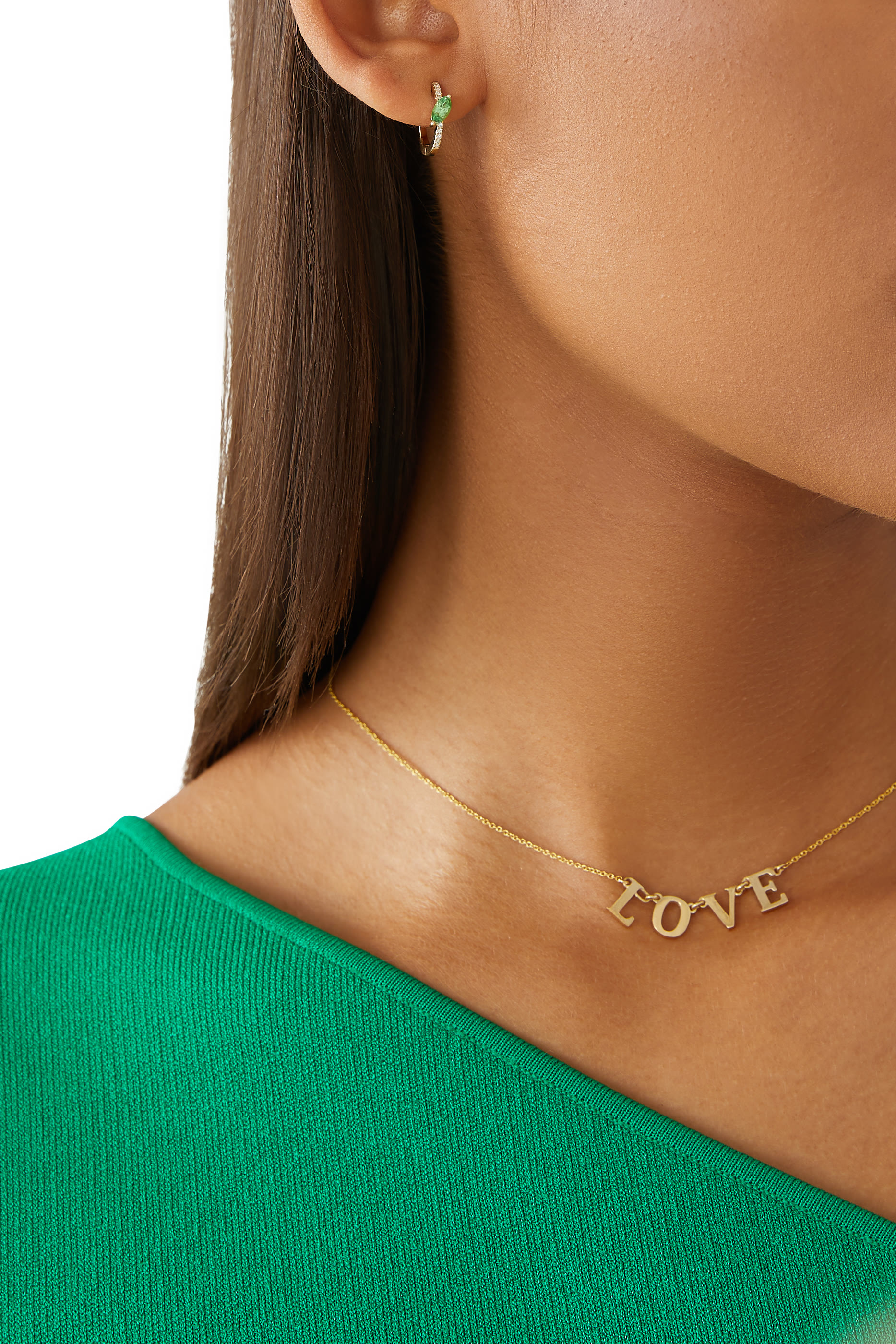 قرط دائري مرصع بالماس ماركيز وعقيق