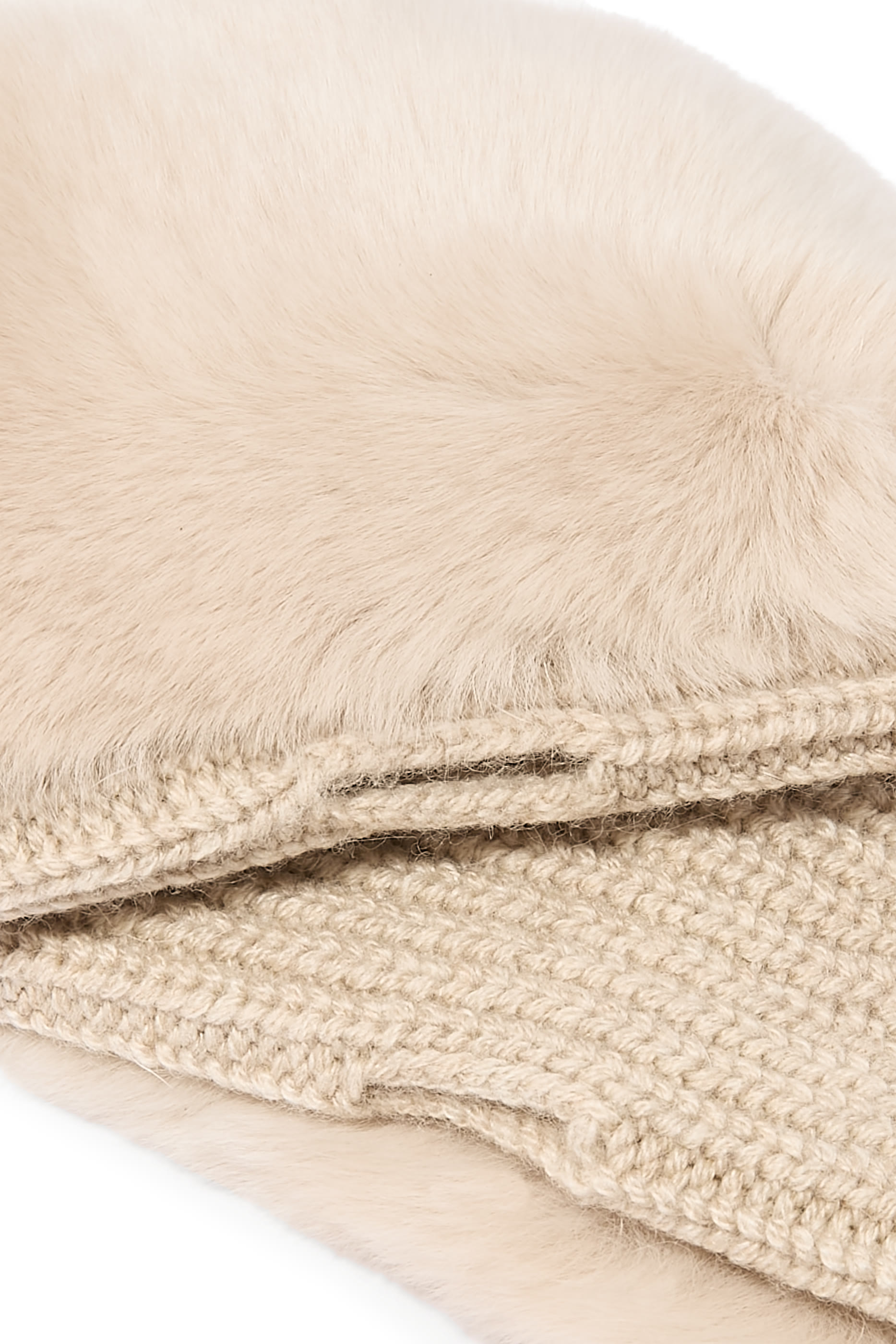 قفازات بلا أصابع نسيج كشمير وصوف وفرو أرنب ريكس