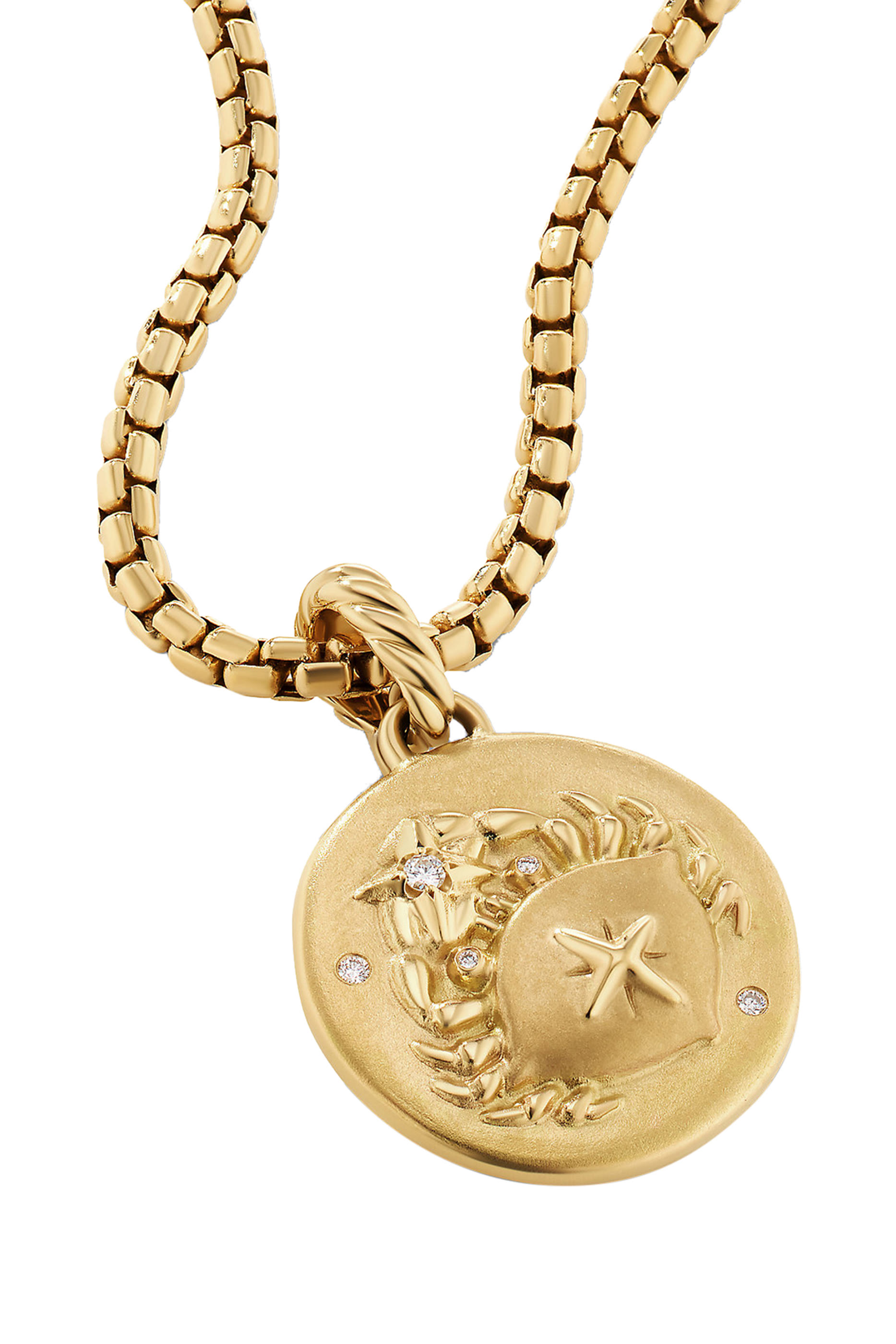 دلاية بتصميم شعار برج السرطان مرصعة بالماس ذهب أصفر عيار 18