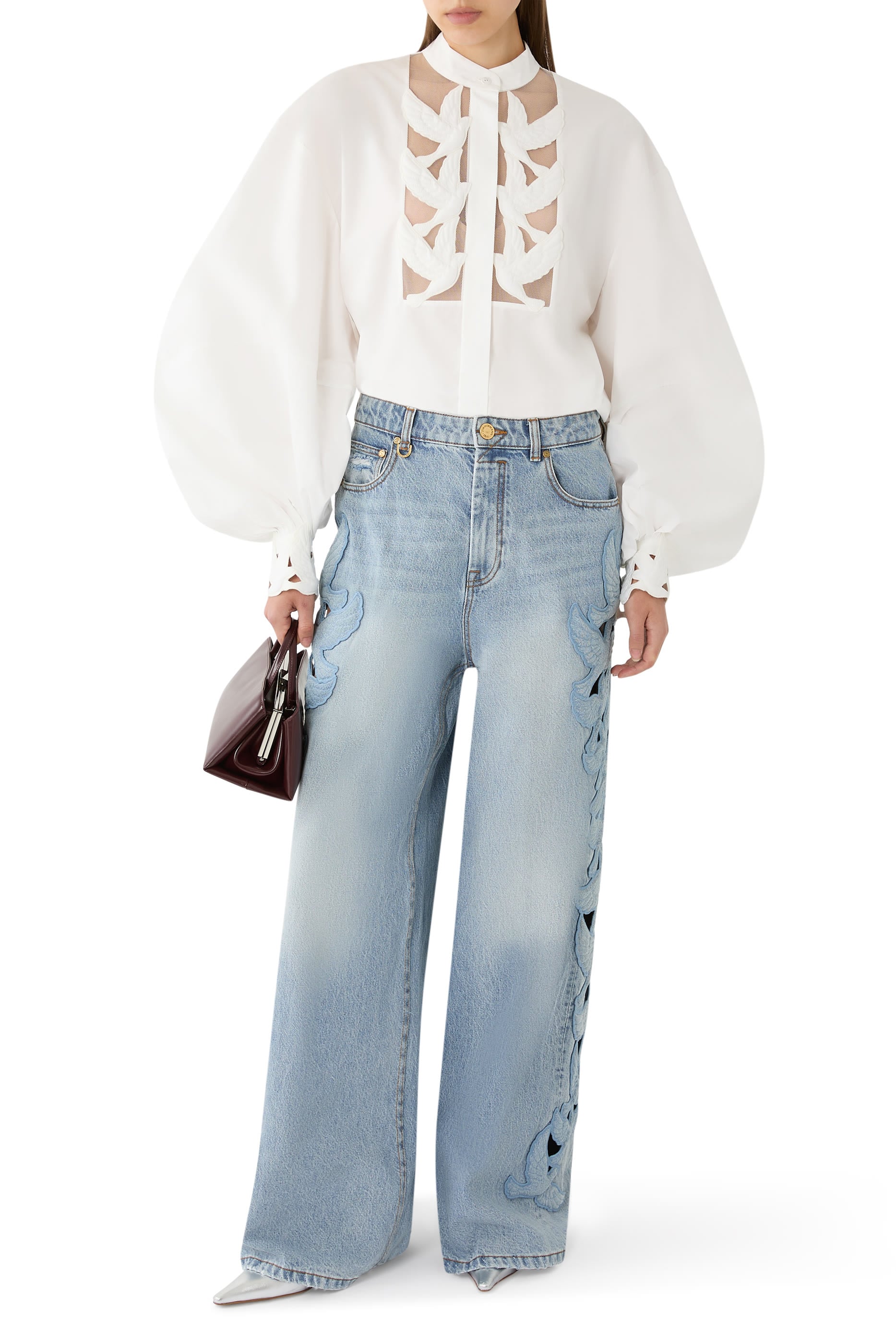 بنطال ألكيمي بتطريز بارز الملمس