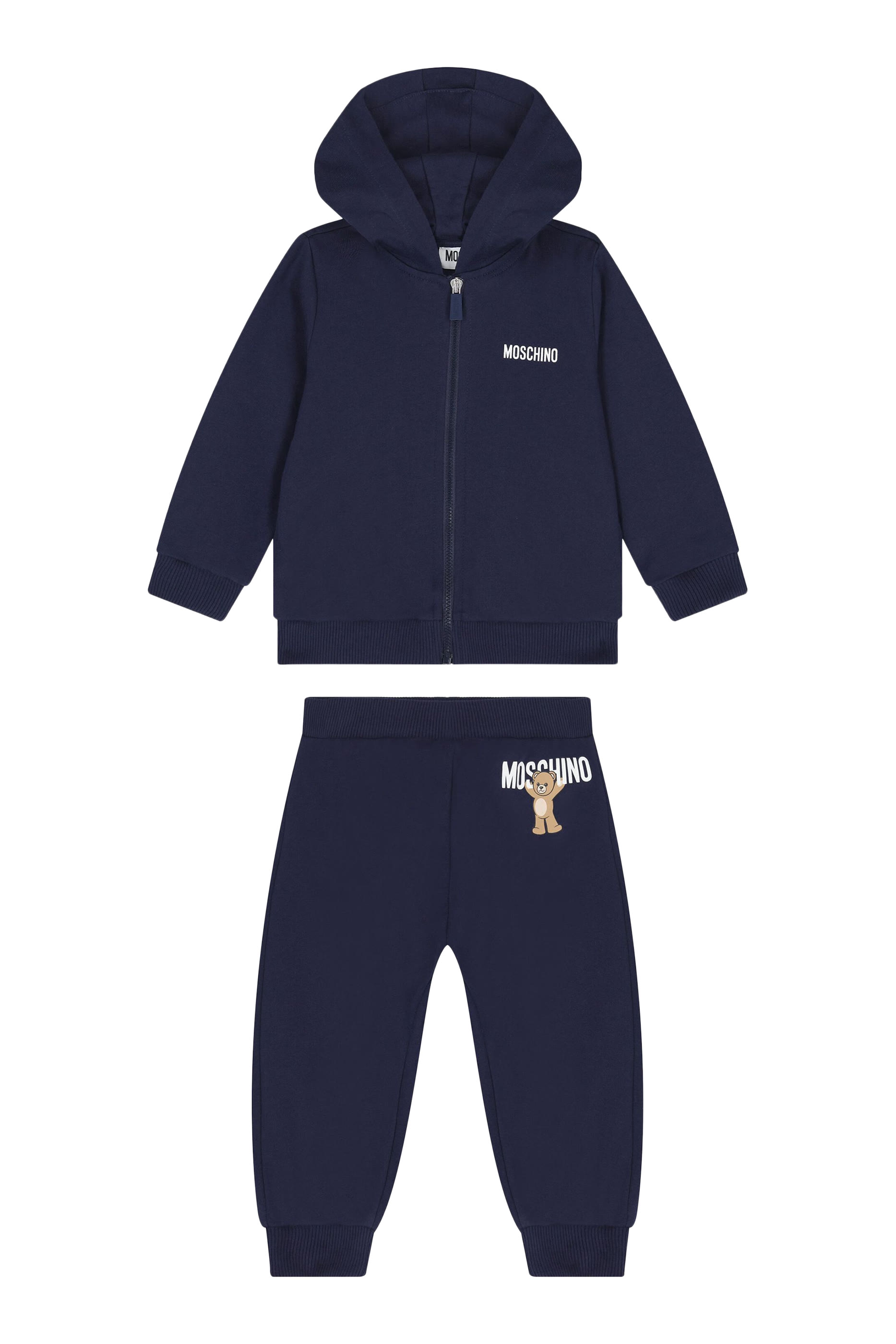 طقم بدلة رياضية بغطاء رأس والدب تيدي وشعار الماركة للأطفال