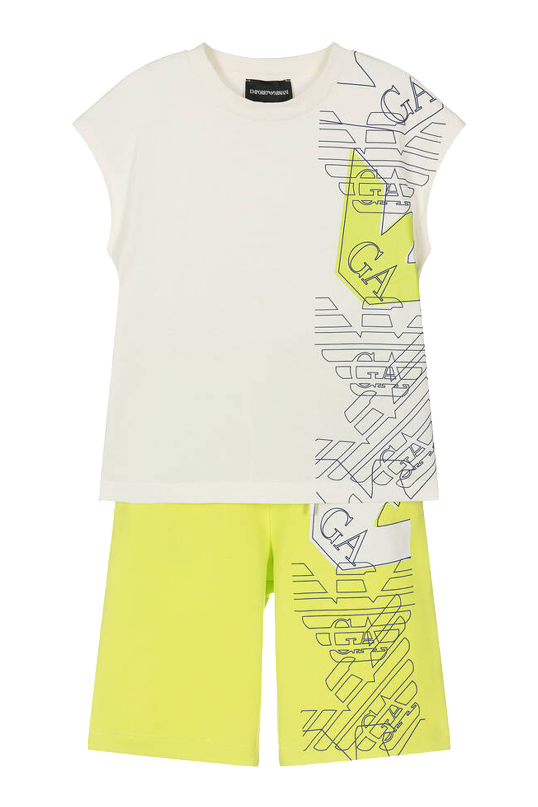 طقم بلوزة وشورت للأطفال بشعار الماركة