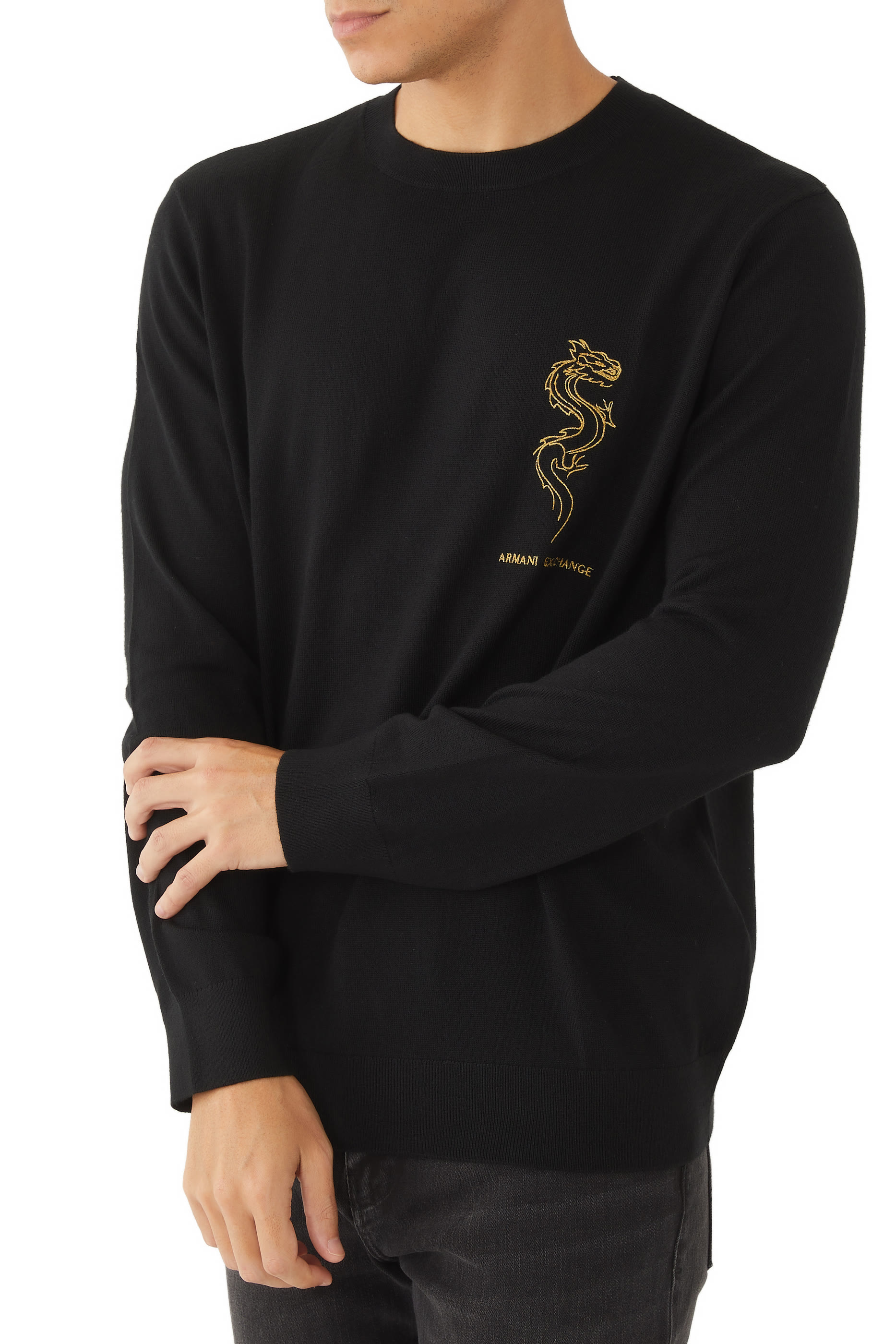 كنزة قطن بتطريز تنين