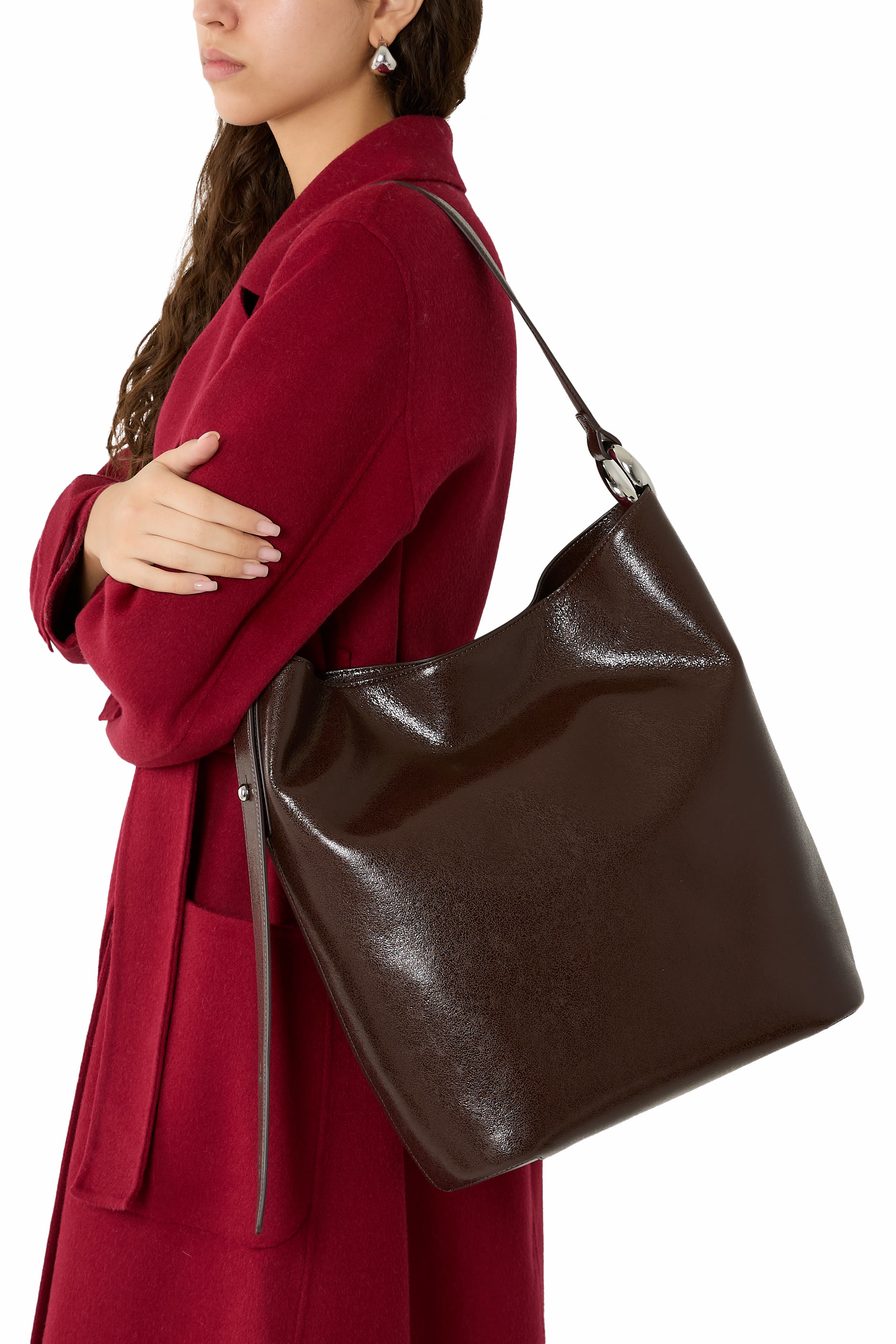 حقيبة باكيت هالو كبيرة جلد لامع