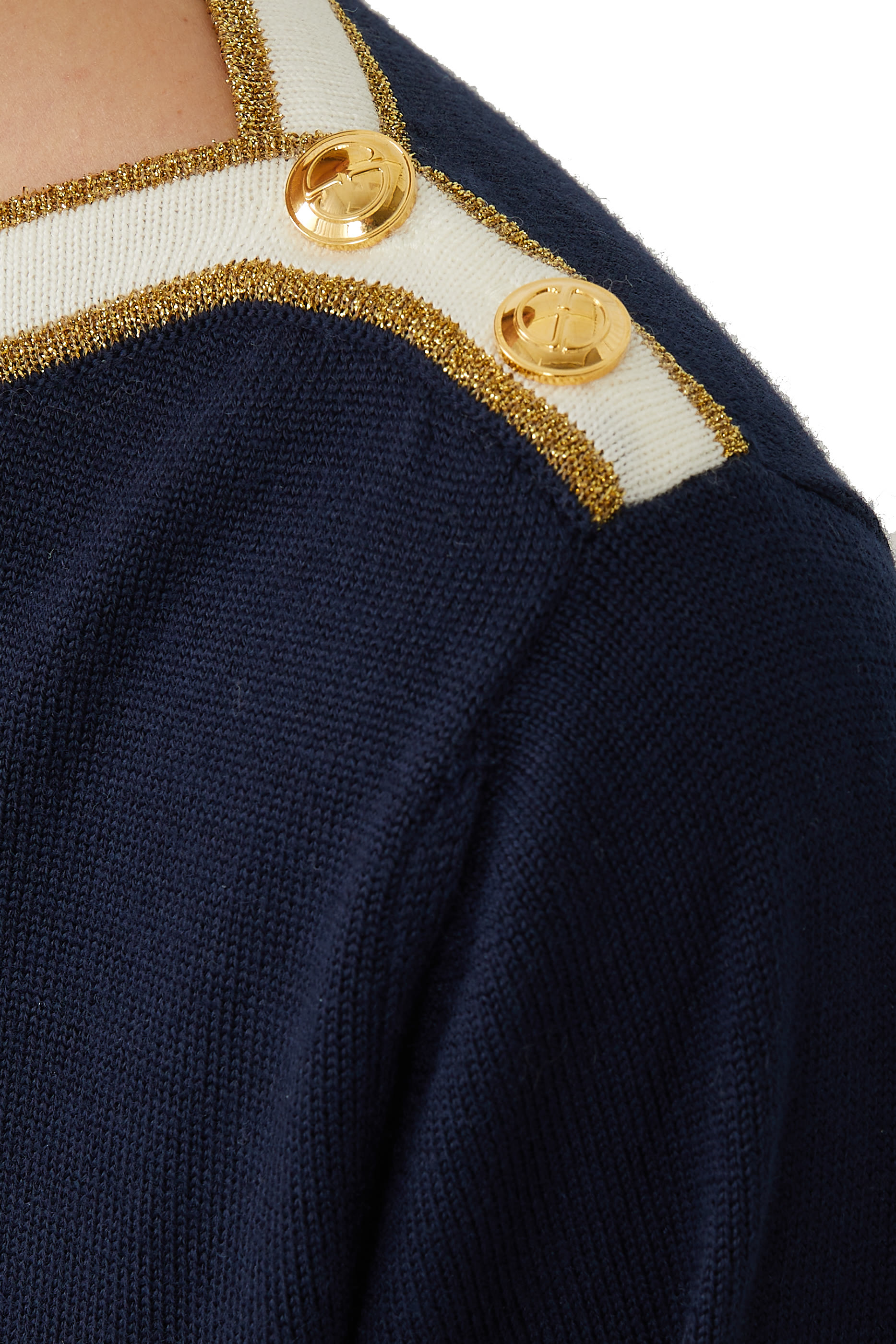 بلوزة منسوجة بياقة على شكل قارب