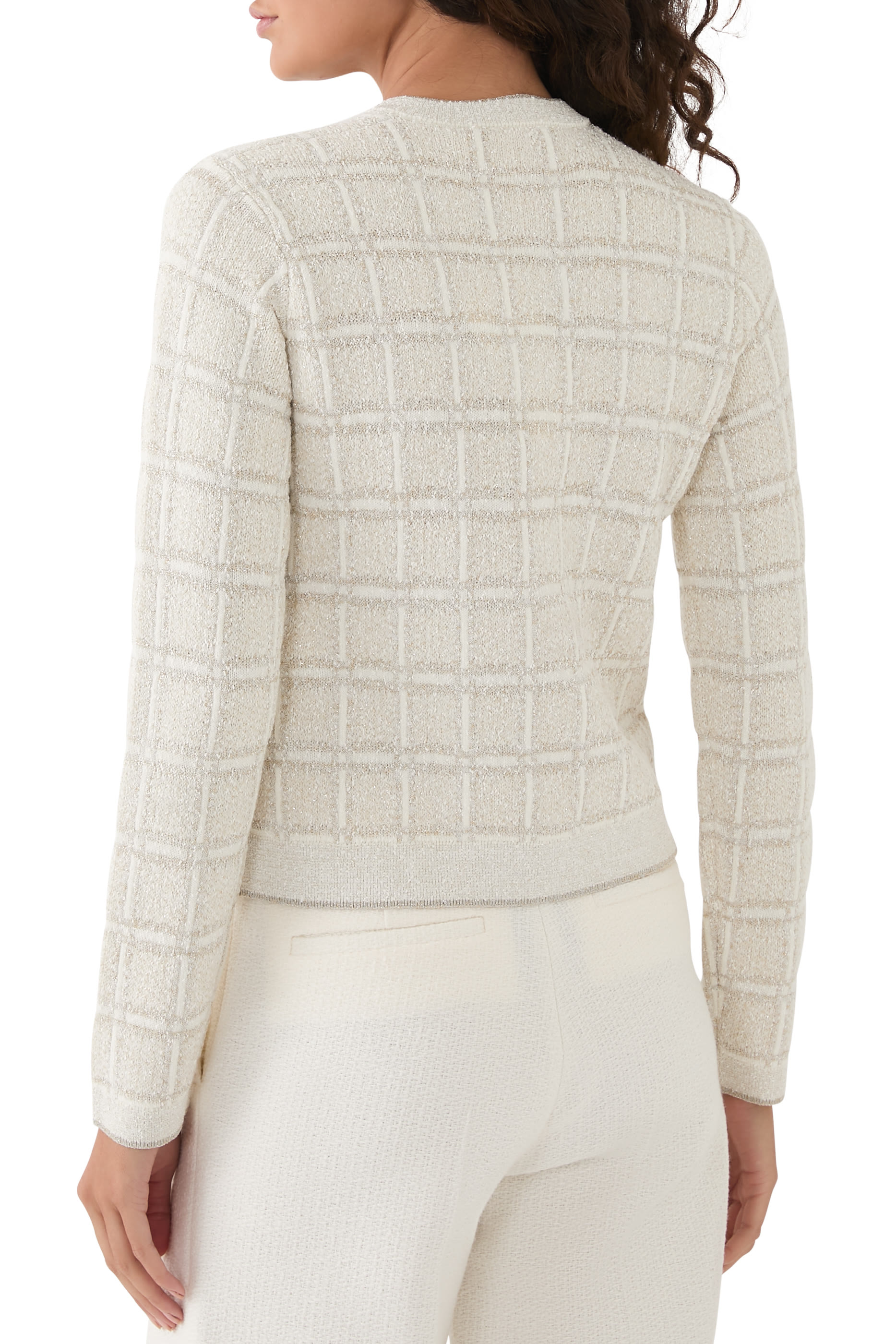 كارديغان بنقشة مربعات جاكار صوف ولاميه