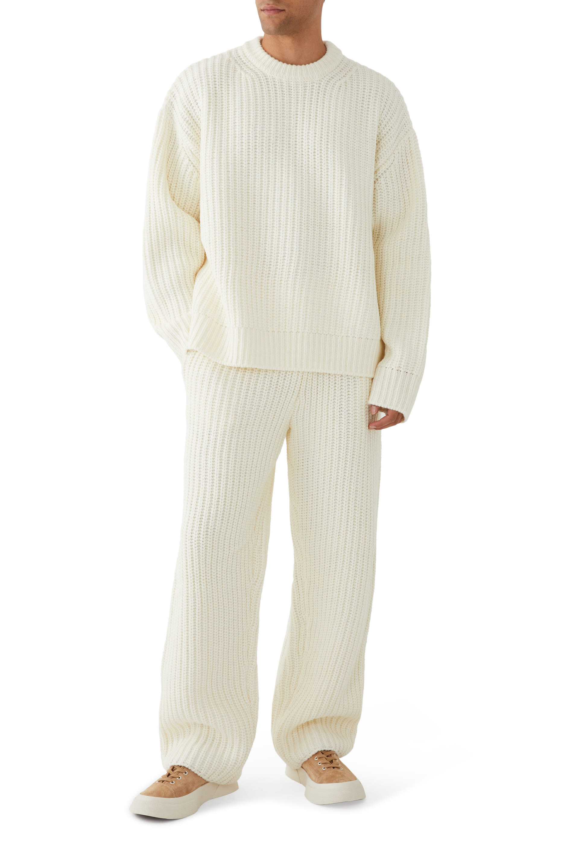 سويت شيرت ام كاي آي نسيج مضلع بياقة ضيقة