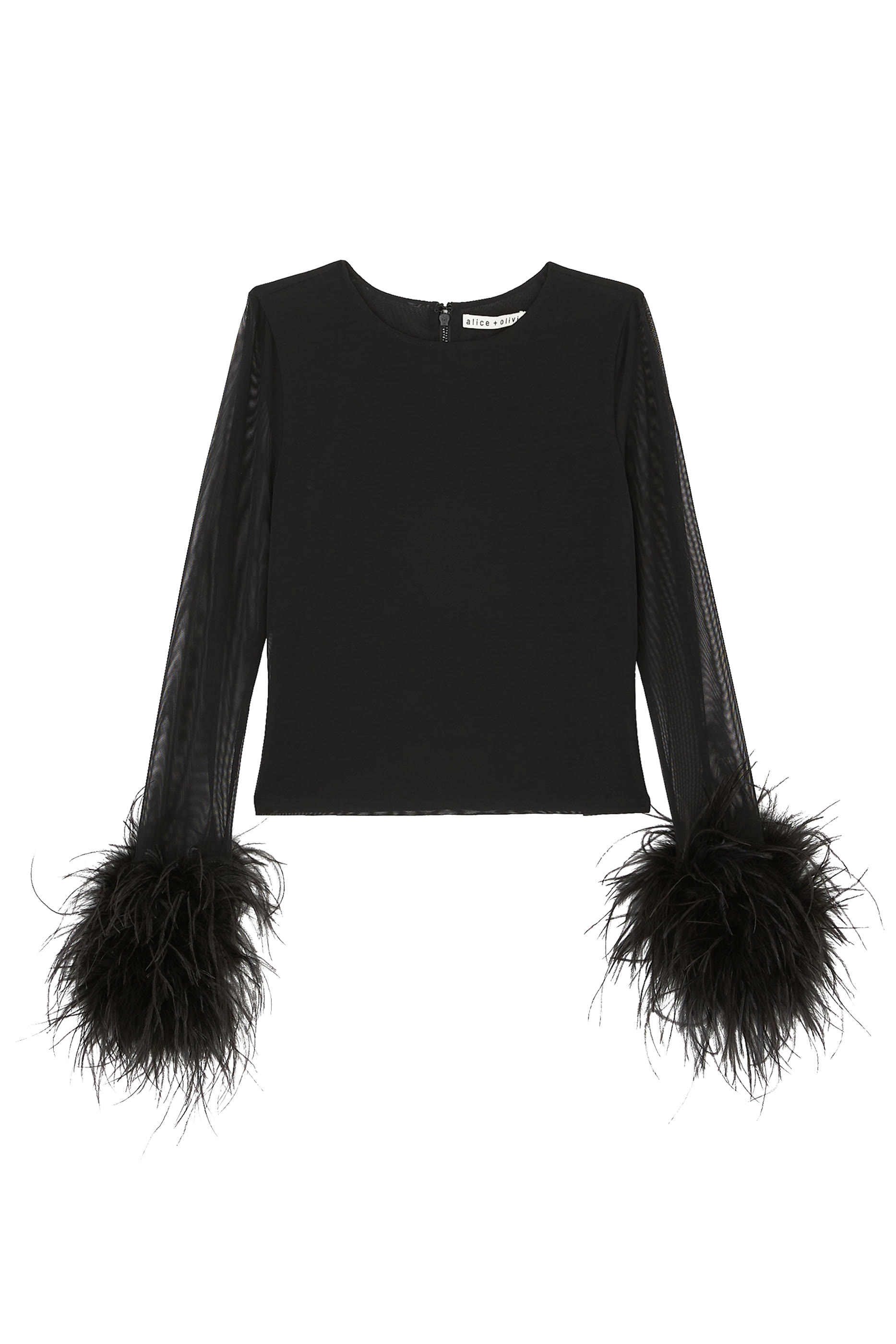 بلوزة مزينة بحواف ريش