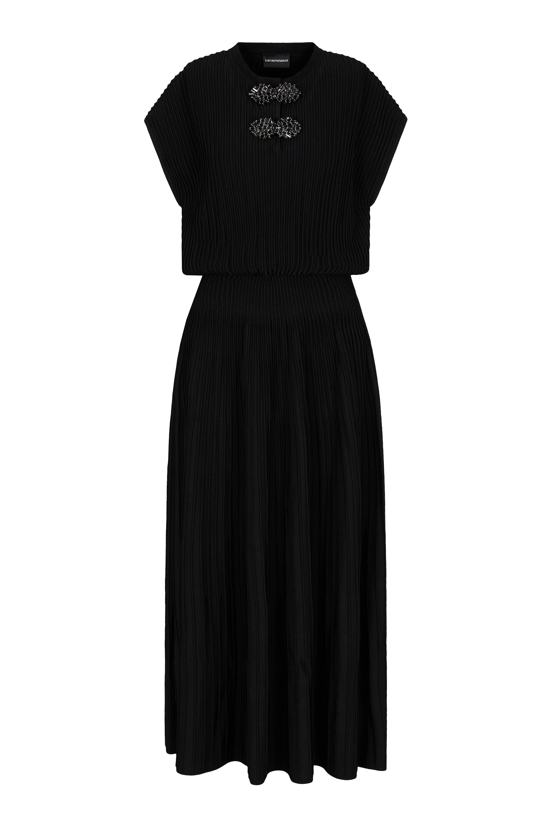 فستان أوتومان متوسط الطول مطرز بالأحجار