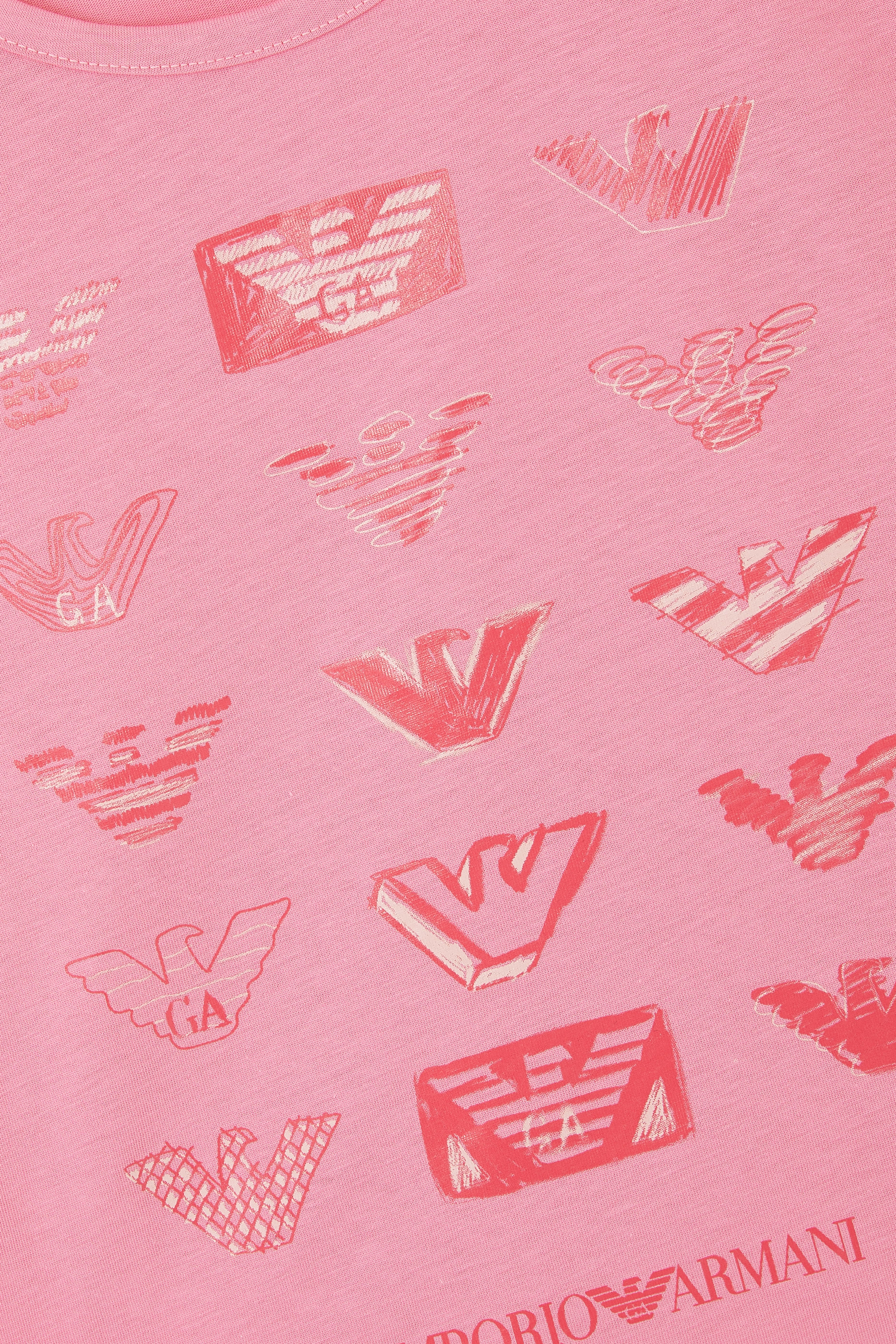 طقم تيشيرت بشعار الماركة للأطفال قطعتين