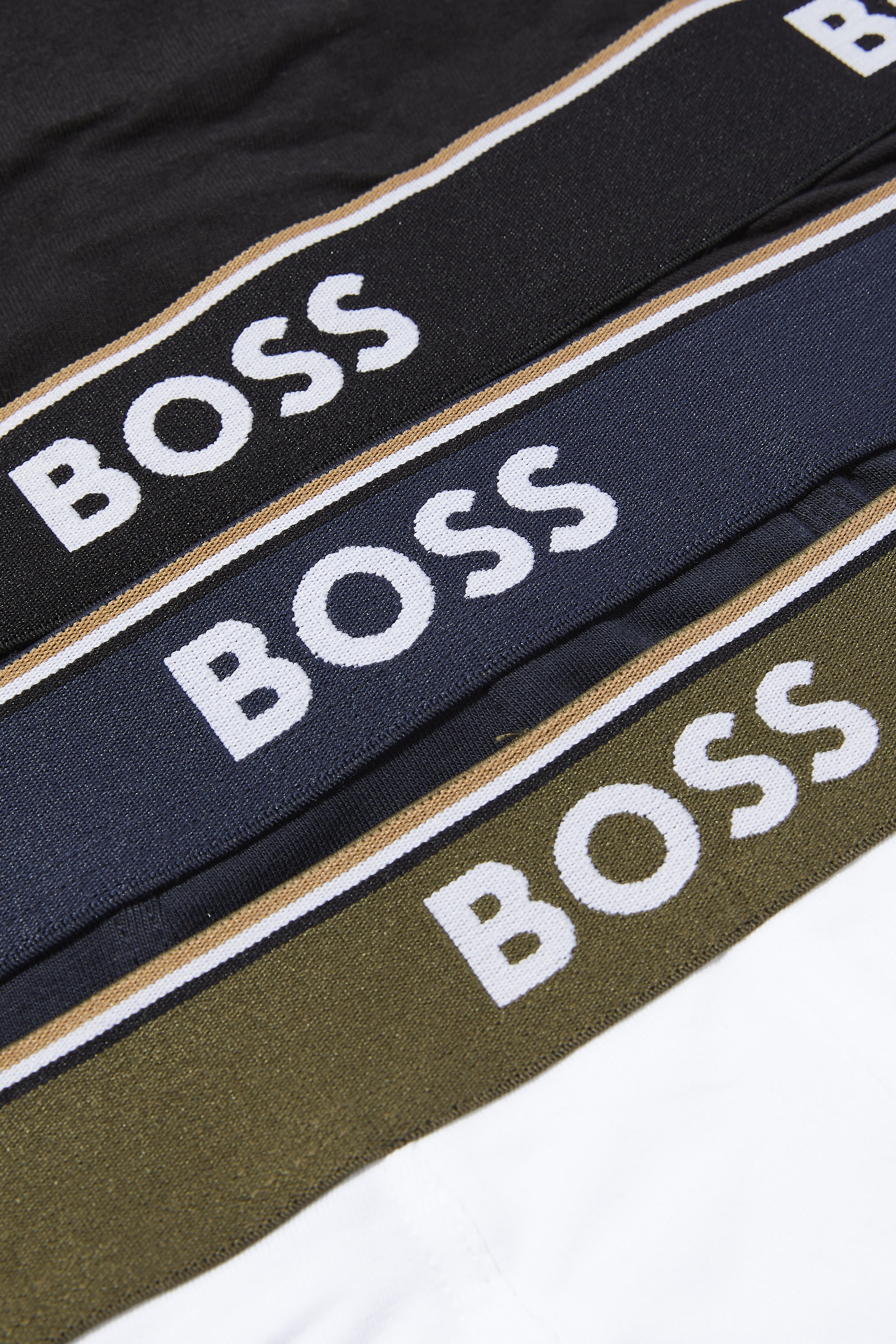 طقم بوكسرات بحزام خصر مزين بشعار الماركة، 3 قطع