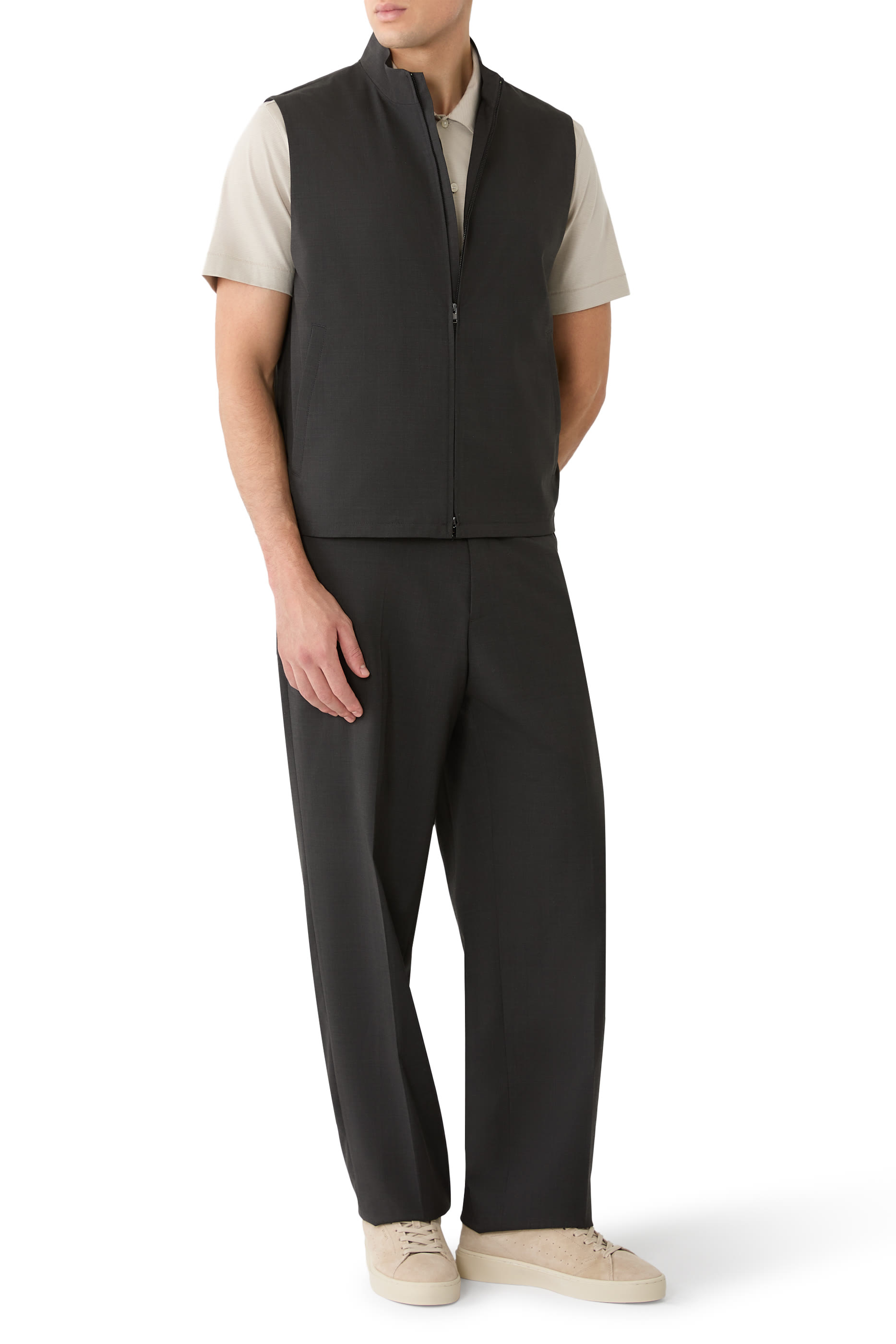 بنطال بقصة ساق مستقيمة ورباط تضييق صوف