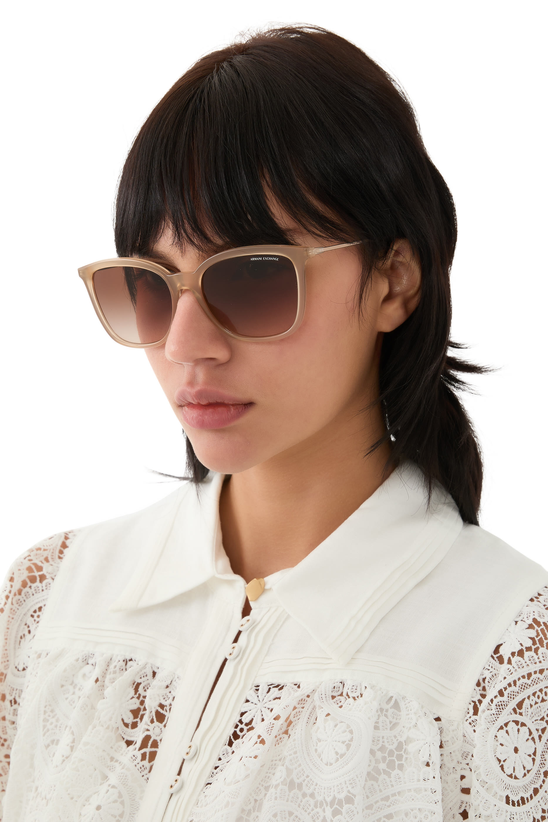 نظارة شمسية بإطار مستدير مزين بالمينا