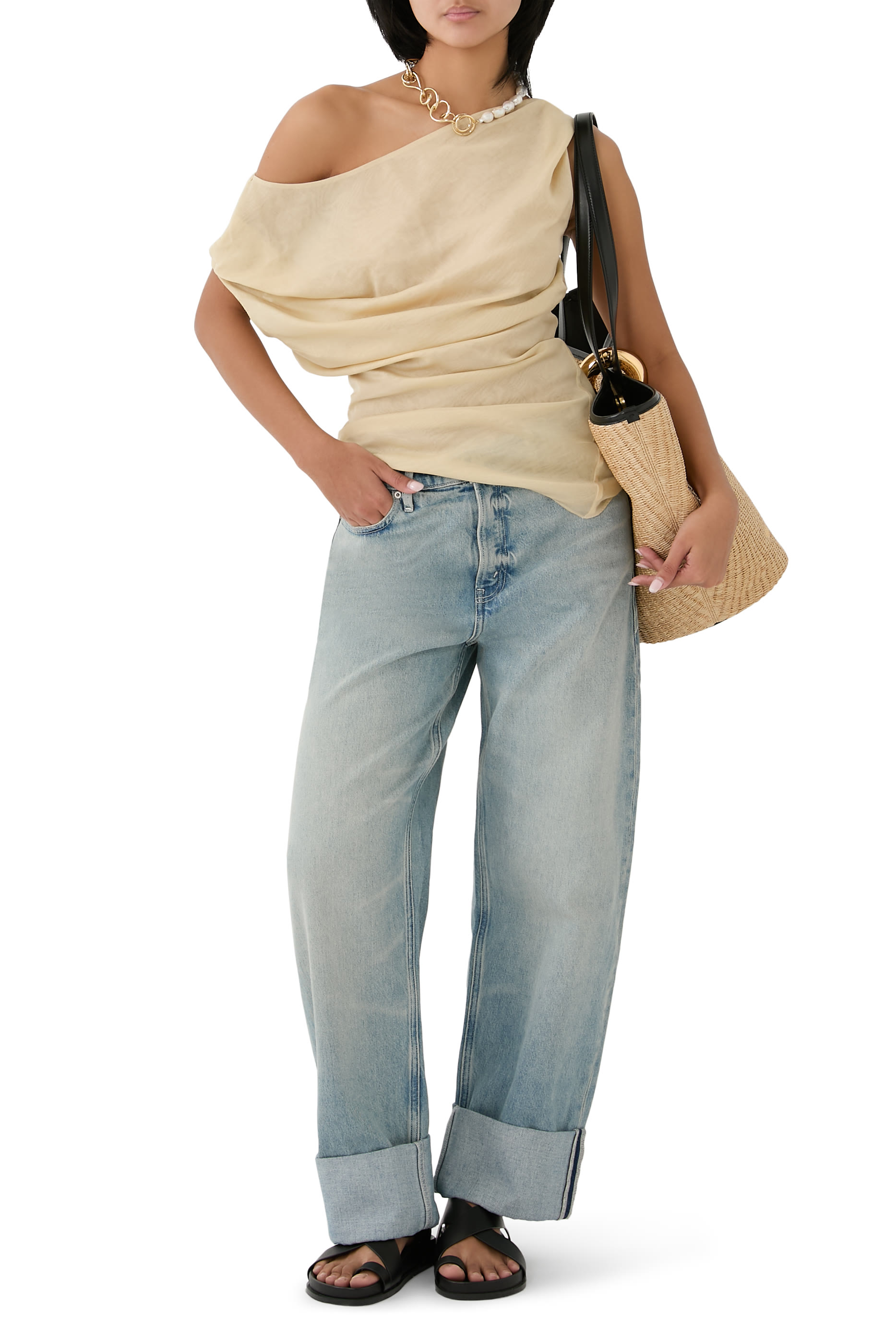 بلوزة بتصميم ملفوف مزموم قطن