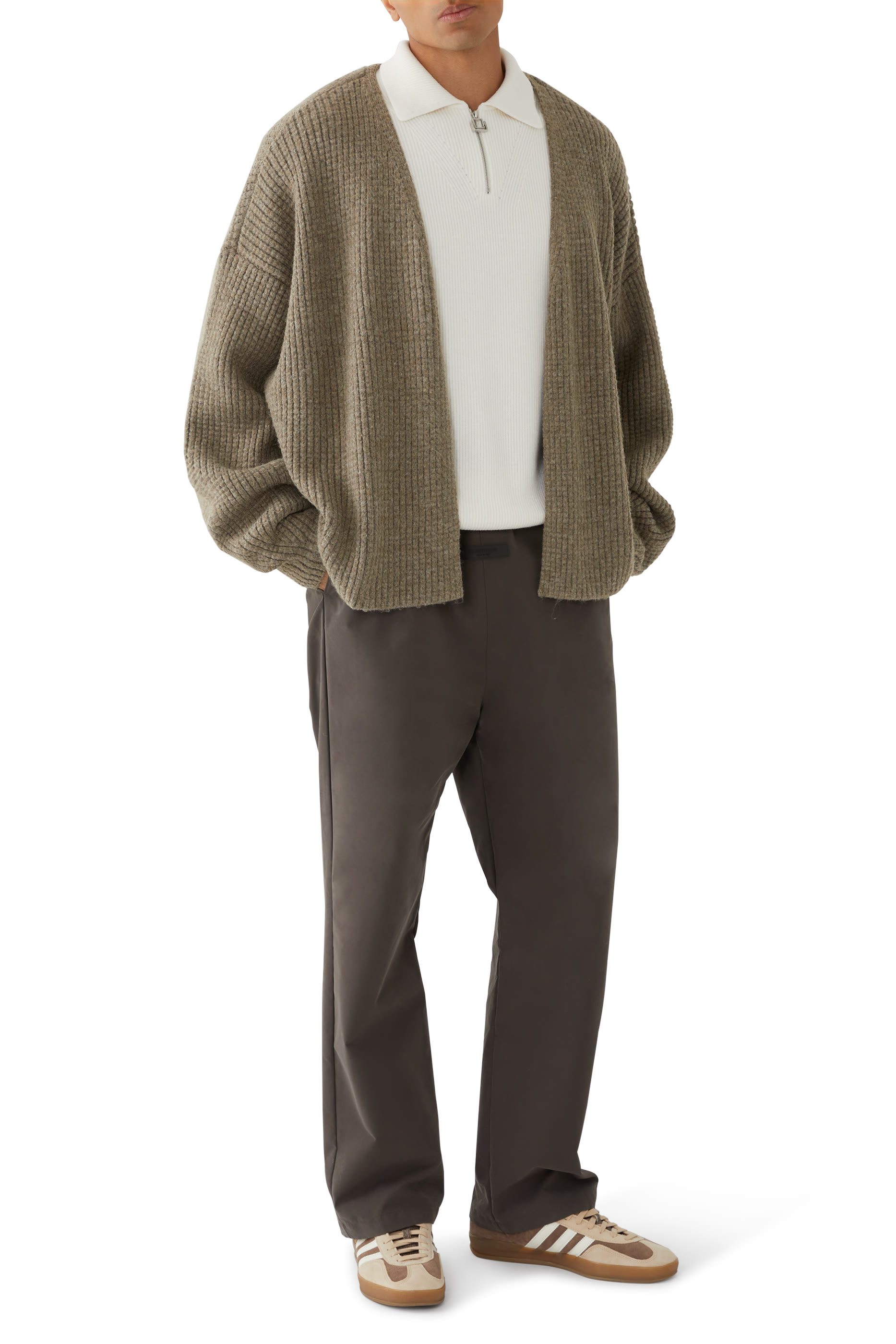 كارديغان نسيج متشابك ثقيل