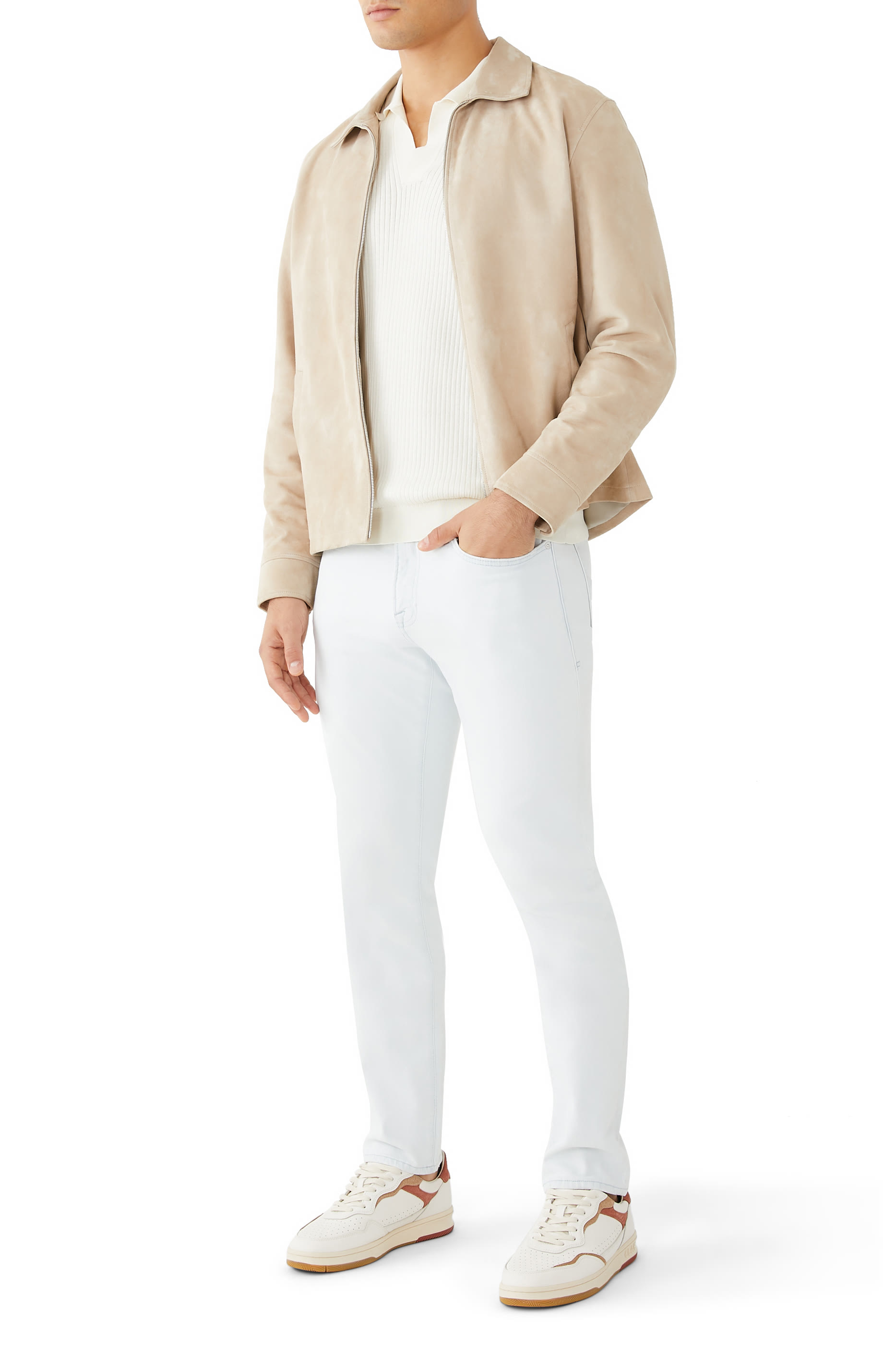 قميص بولو نسيج قطن وحرير مضلع فاخر