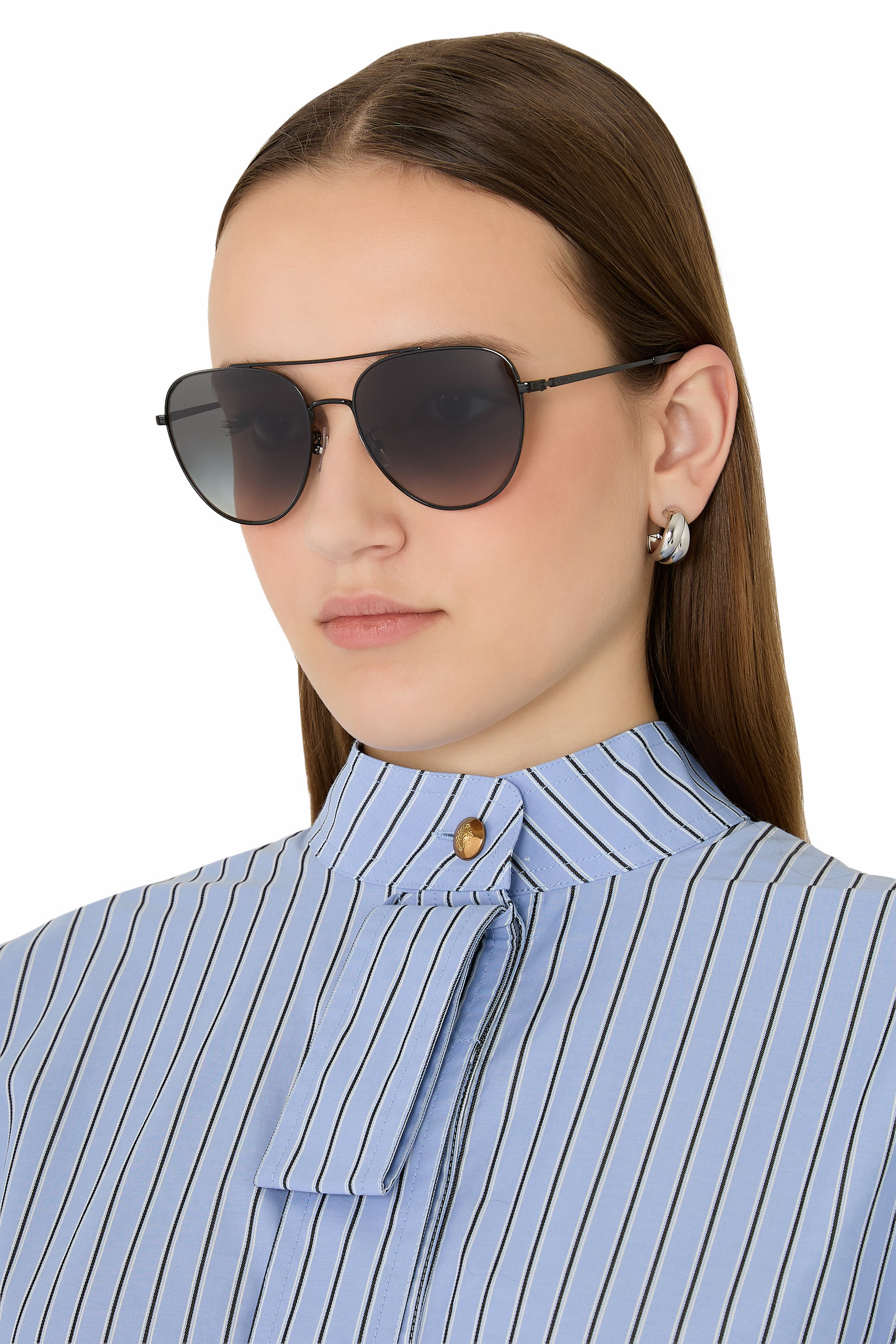 نظارة شمسية بايلوت أفياتور بذراع مزين بشعار الماركة