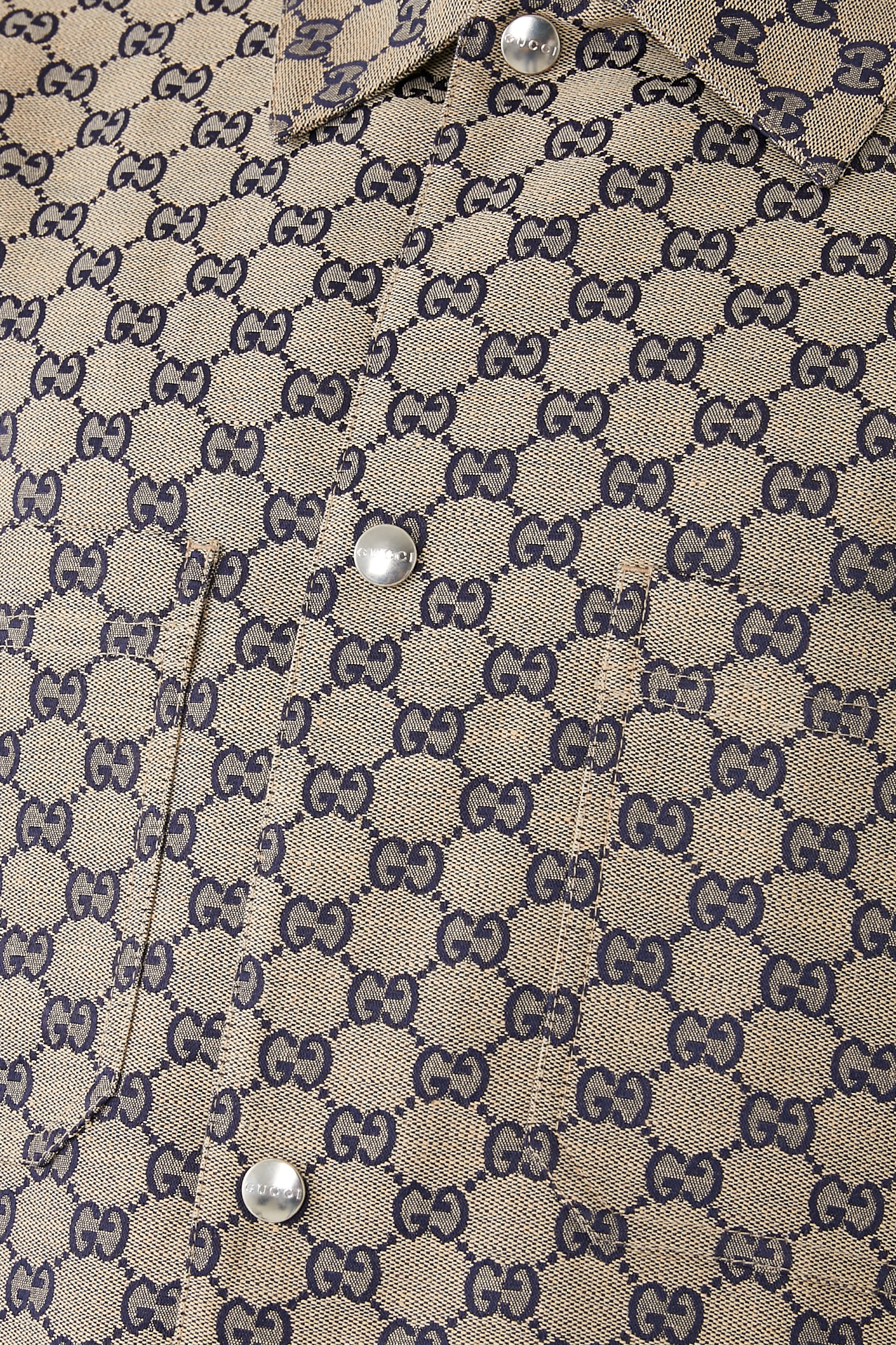 جاكيت بنقشة حرفي شعار الماركة مزيج كتان وقماش قنب