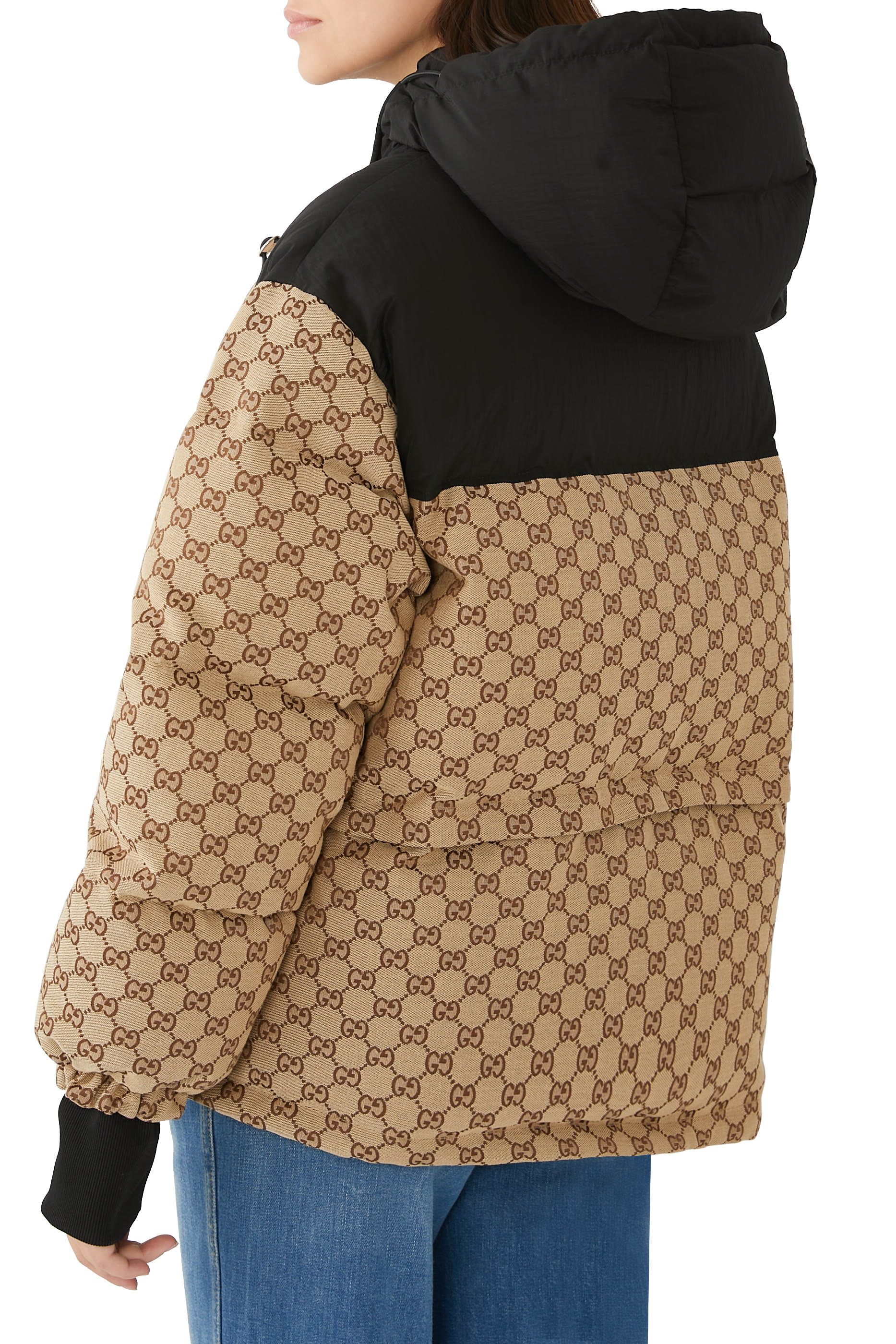 جاكيت بومبر قماش قنب بنقشة حرفي شعار الماركة