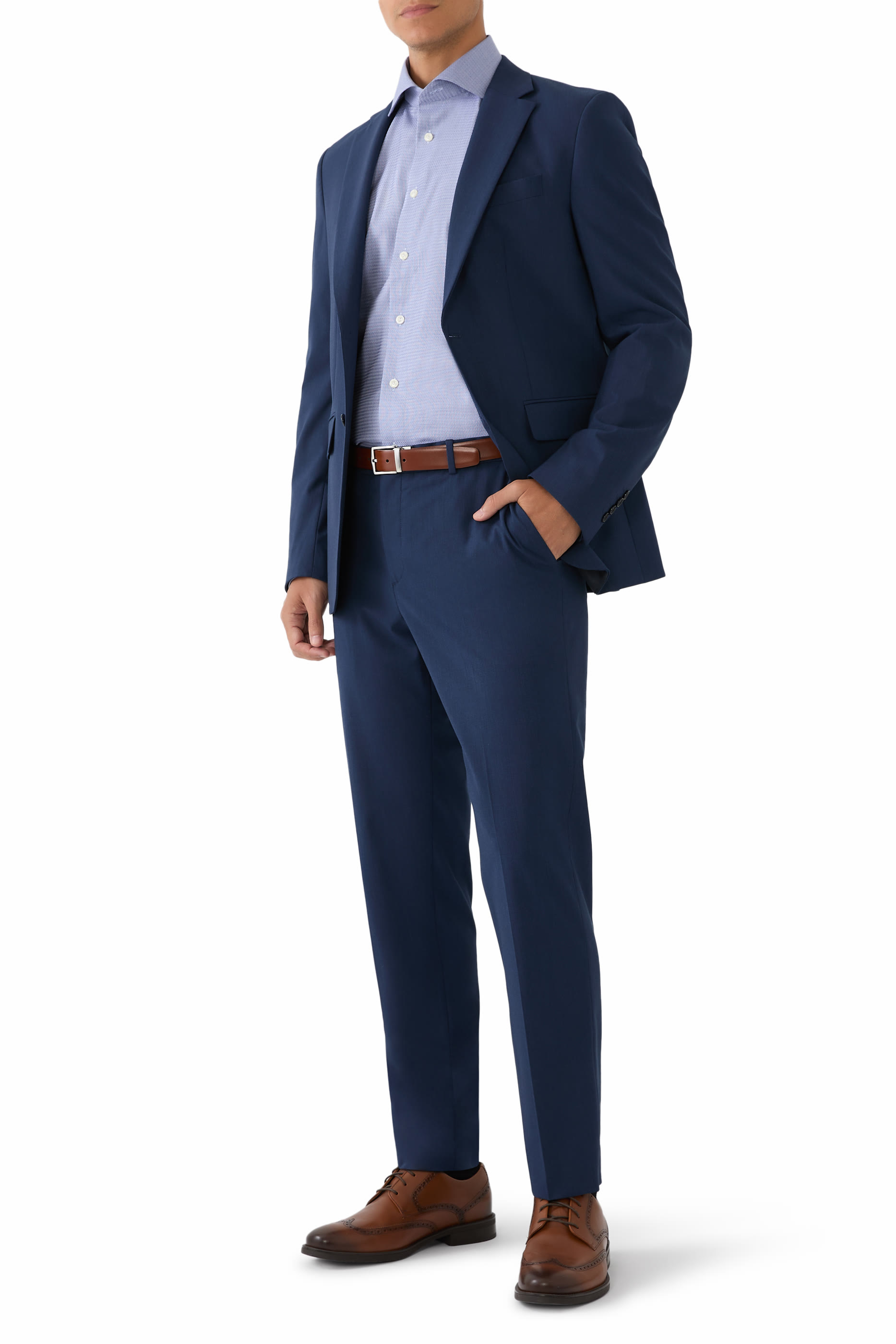 قميص شبه سادة تويل مميز للماركة